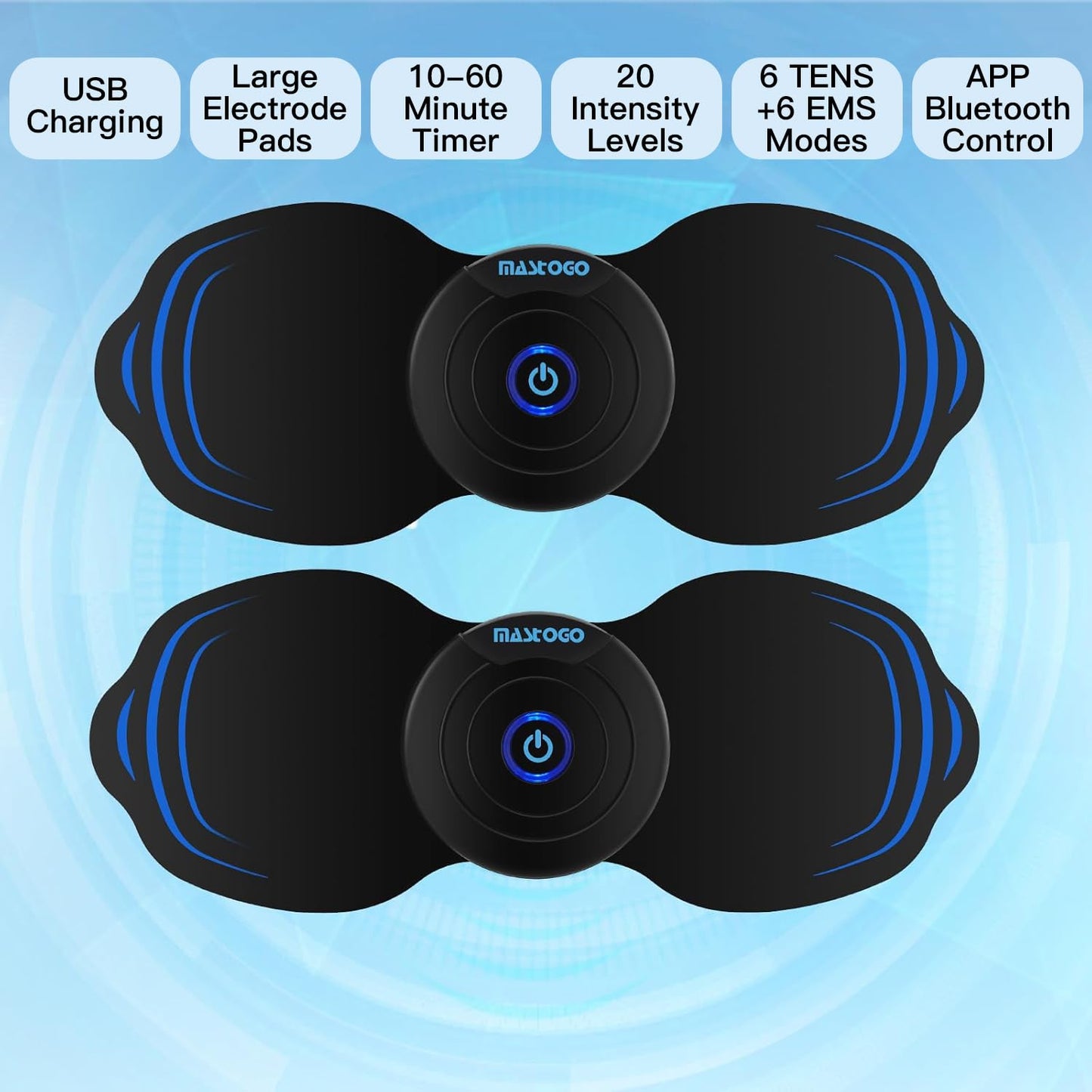 MASTOGO Wireless TENS Unit Back Pain Relief Massager- Muscle Stimulator Machine - Wireless TENS Unit Muscle Stimulator- tens Unit