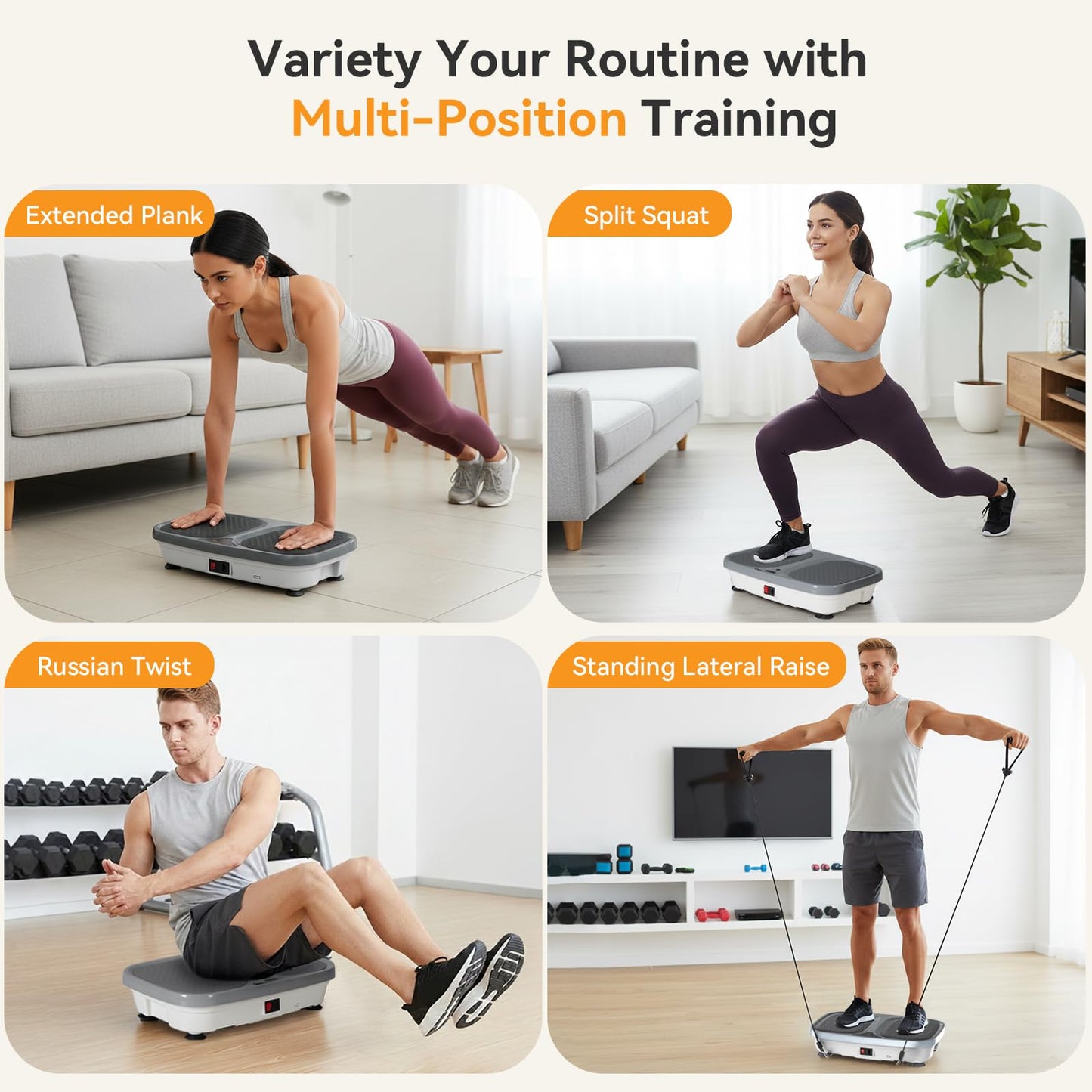 NEWBULIG Vibration Plate Exercise Machine with Remote, Smart LED Screen Vibrating Platform with 9 Auto Modes & Pull Ropes for Weight Loss, Home Fitness Shaker for Women & Men, Grey
