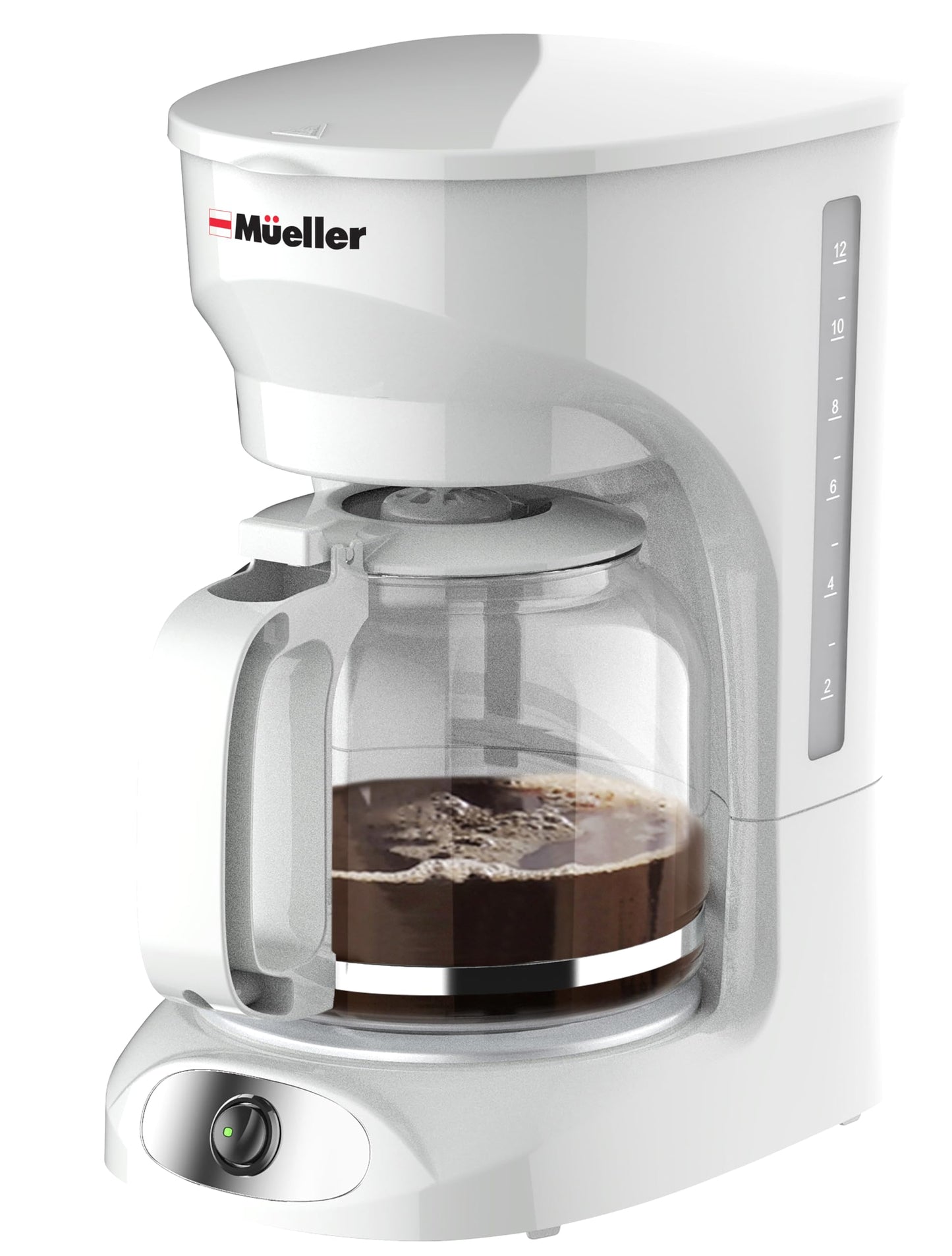 Mueller 12-Cup Drip Coffee Maker - Borosilicate Carafe, Auto-Off, Reusable Filter, Anti-Drip, Keep-Warm Function, Clear Water Level Window Coffee Machine, Kitchen Essentials & Accessories