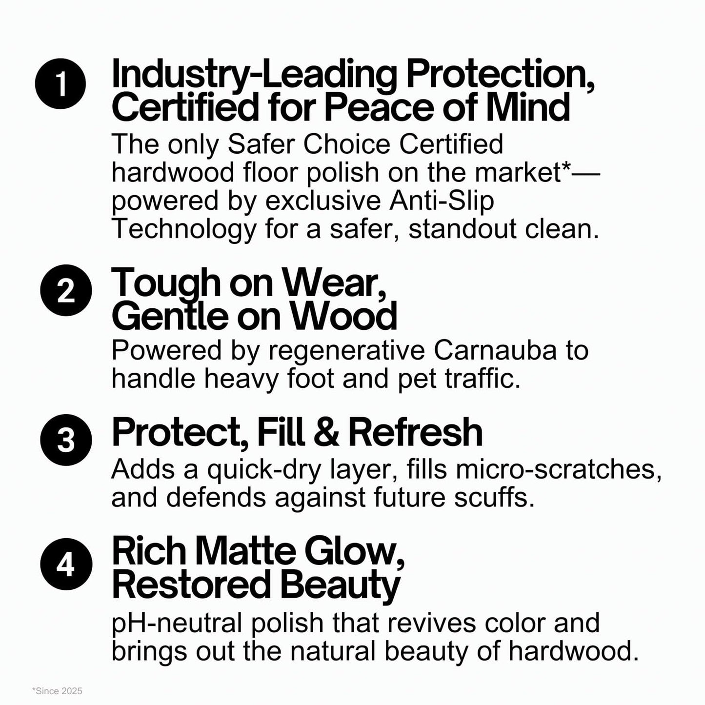 Quick Shine Hardwood Floor Luster-Polish 27oz-6pk | Plant-Derived w/Carnauba | Safer Choice, No PFAS, pH Neutral | Ready to Use Formula w/Anti-Slip Technology | Simply Squirt & Spread | Made in USA