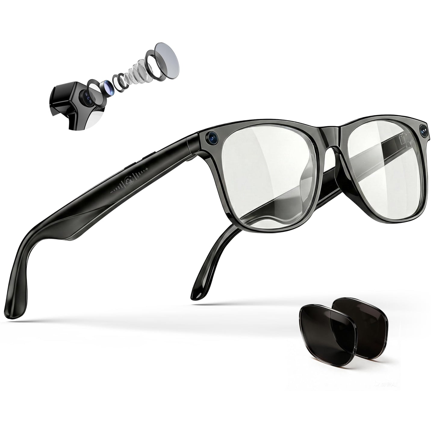 EarlySincere 4K Camera Smart Glasses with ChatGPT AI, Blue Light Blocking Lenses + Extra Sunglasses, Live Translation & Bluetooth Audio, Hands-Free POV Video Recording Eyewear