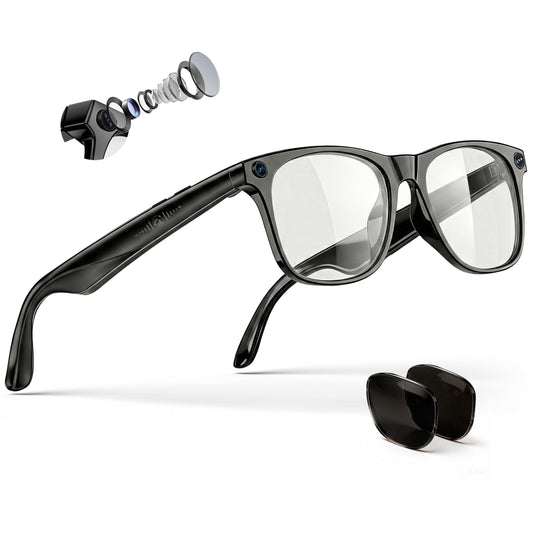 EarlySincere 4K Camera Smart Glasses with ChatGPT AI, Blue Light Blocking Lenses + Extra Sunglasses, Live Translation & Bluetooth Audio, Hands-Free POV Video Recording Eyewear