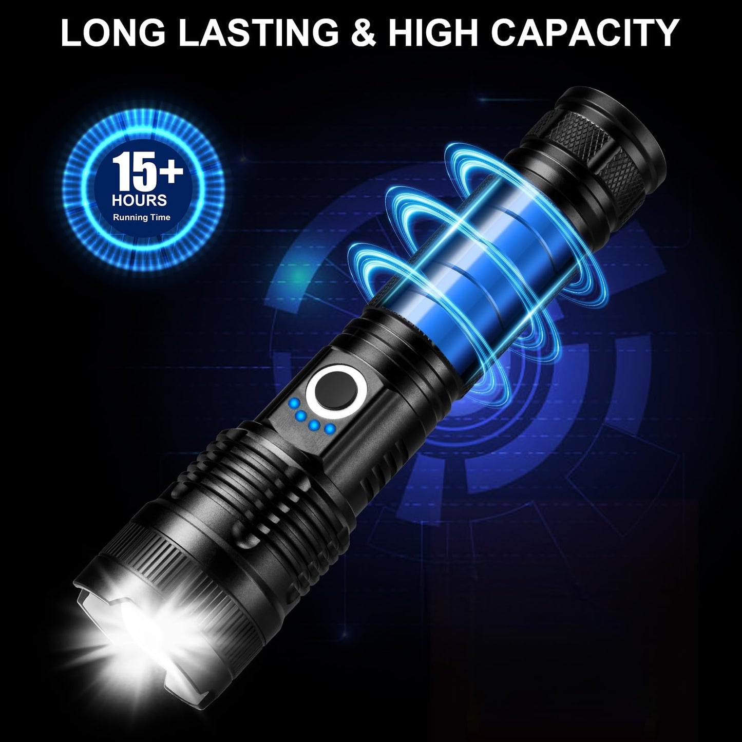 3 Pack Rechargeable Flashlights High Lumens, 99000LM Super Bright LED Flashlight, Adjustable Powerful Flash Light with 5 Modes & USB Cable, Waterproof Handheld Flashlight for Home Camping Outdoor