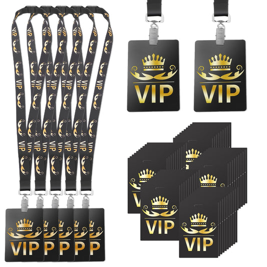 BEAKBOND VIP Badge Lanyards with PVC Pass Cards 50 Sets, Breakaway Design with Metal Swivel Clips for Backstage, Concert, Events