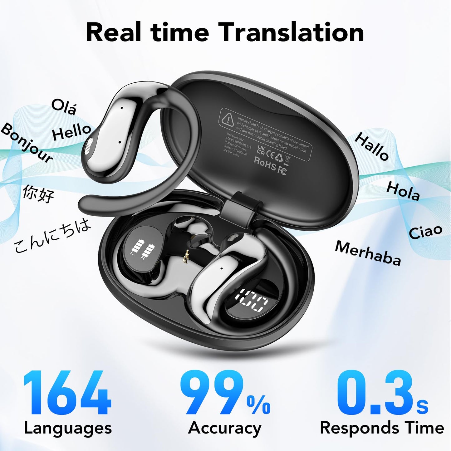 🔥80% Off!🔥AI Translation Earbuds Real Time, 164 Language Translator Earbuds