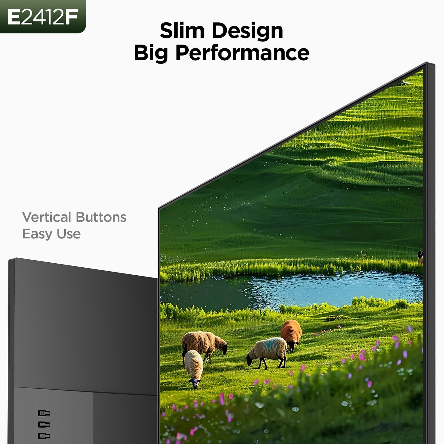 KOORUI 24-inch Computer Monitor Full HD 1920 x 1080p 100Hz VA Display 4000:1 Contrast Ratio with HDMI VGA, TÜV Rheinland Certified, 100 x 100 mm VESA Mountable, Ultra-Slim Design, Tilt, Black, E2412F