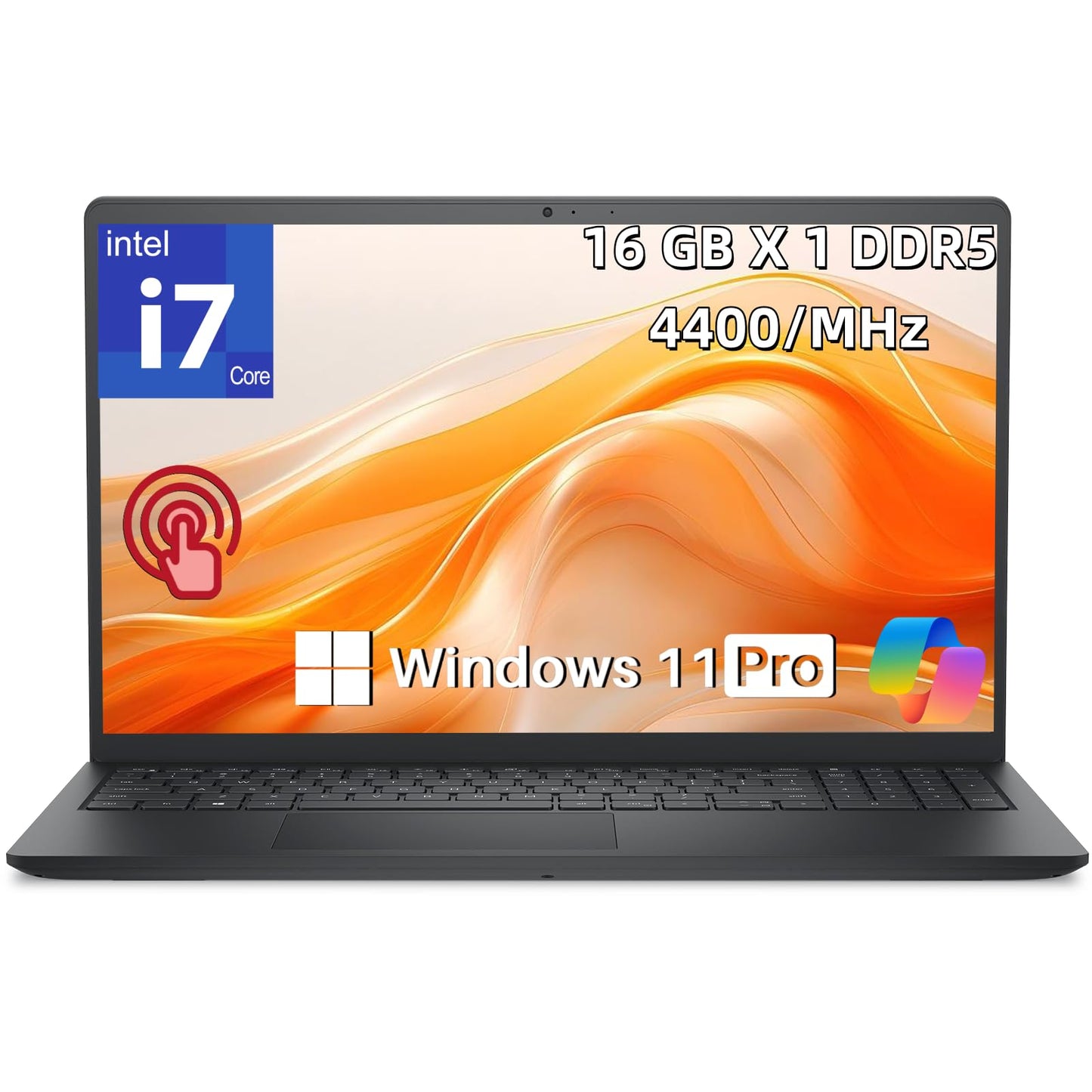 Dell 2026 DC15250 Ai Touchscreen Laptop, Intel i7 CPU (10 Cores Up to 5.00 GHz), 16 GB DDR5 RAM 512GB SSD, 15.6" FHD LED 220 Nits Anti-Glare, Wi-Fi6, Webcam, Copilot Key, Black - Windows 11 Pro