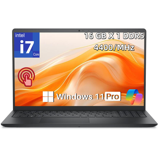 Dell 2026 DC15250 Ai Touchscreen Laptop, Intel i7 CPU (10 Cores Up to 5.00 GHz), 16 GB DDR5 RAM 512GB SSD, 15.6" FHD LED 220 Nits Anti-Glare, Wi-Fi6, Webcam, Copilot Key, Black - Windows 11 Pro