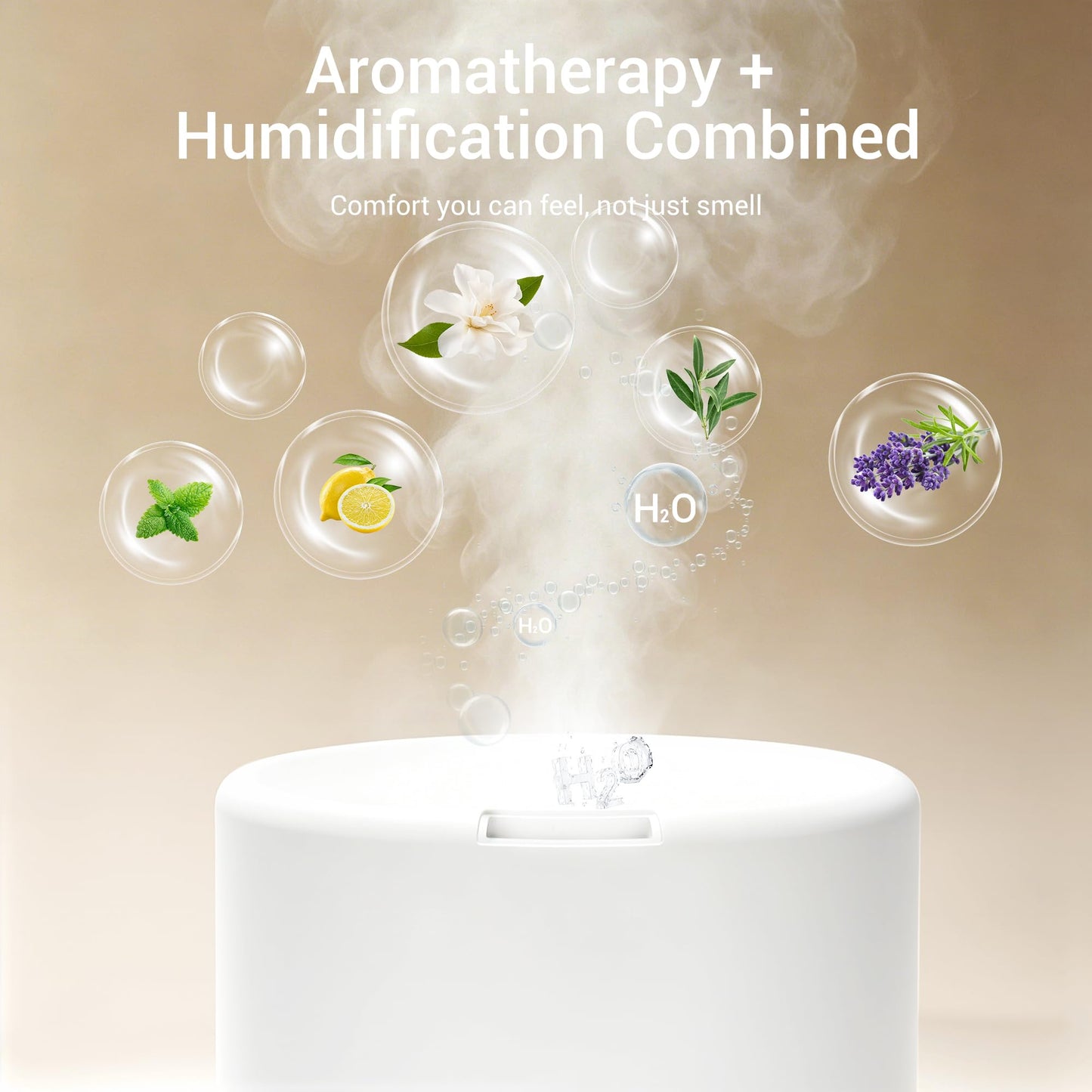 ASAKUKI Essential Oil Diffuser for Home, 300 ml Humidifier with Automatic Shut-Off, Quiet Aromatherapy Diffuser with 7 LED Lights for Living Room, Kitchen, Bedroom, Hotel - Light Brown