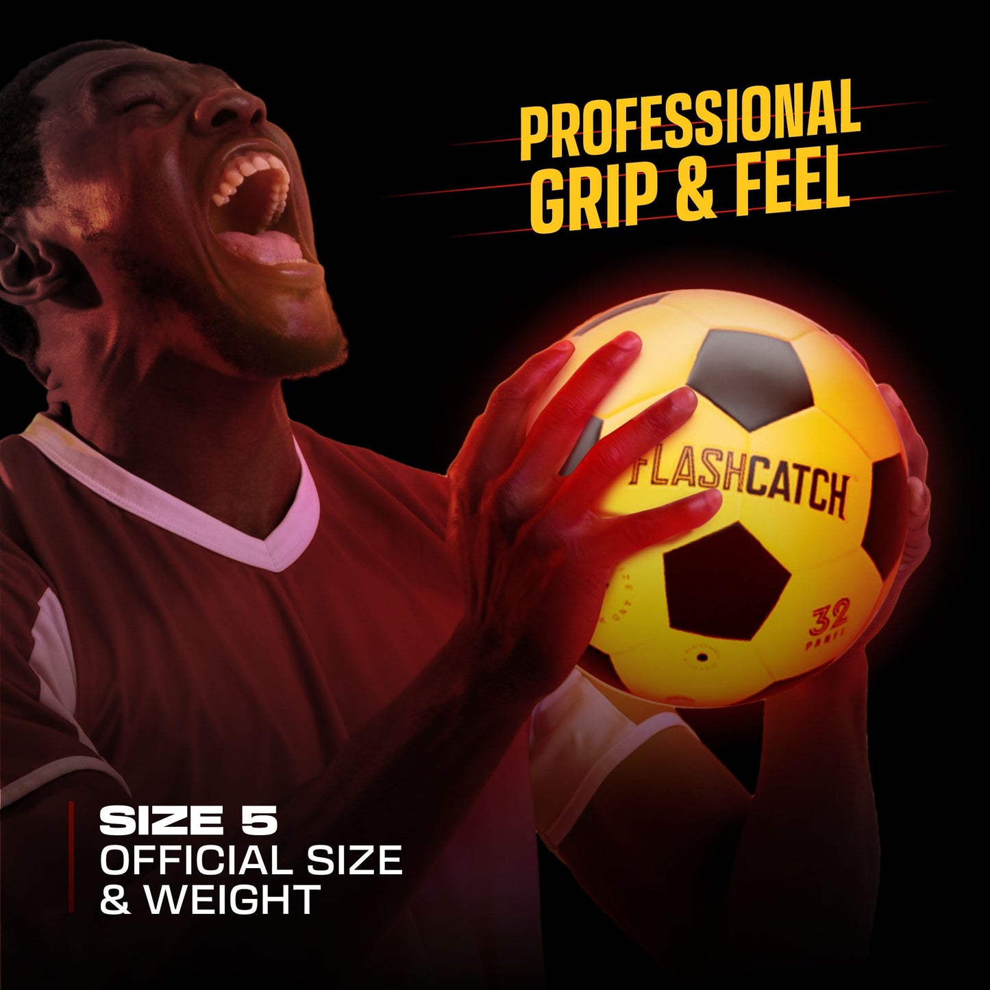 FlashCatch Light Up Soccer Ball - Glow in the Dark - NO 5 - Sports Gear Gifts for Boys & Girls 8-15+ Year Old - Kids, Teens Gift Birthday Ideas - Cool Boy Toys Ages 8 to 15 Glowing Night Activity
