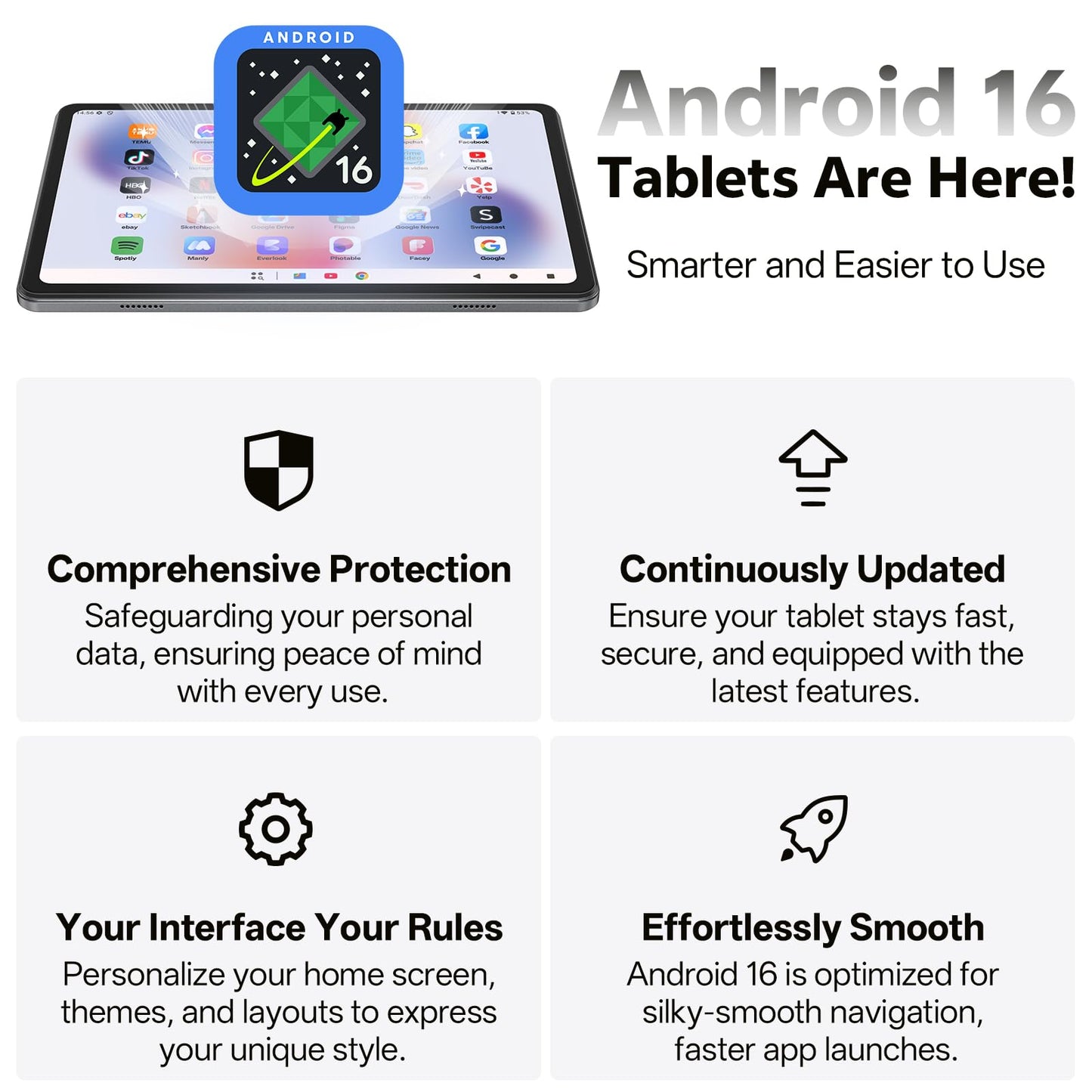 SHARECLOUD Tablet 10.1 inch Android 16 Tablet with Octa-Core Processor, 20GB RAM 128GB ROM 1 TB Expandable, 1280x800 HD IPS Touch Screen, GPS, 8H Battery, WiFi 6, BT 5.2, Dual Camera (Blue)