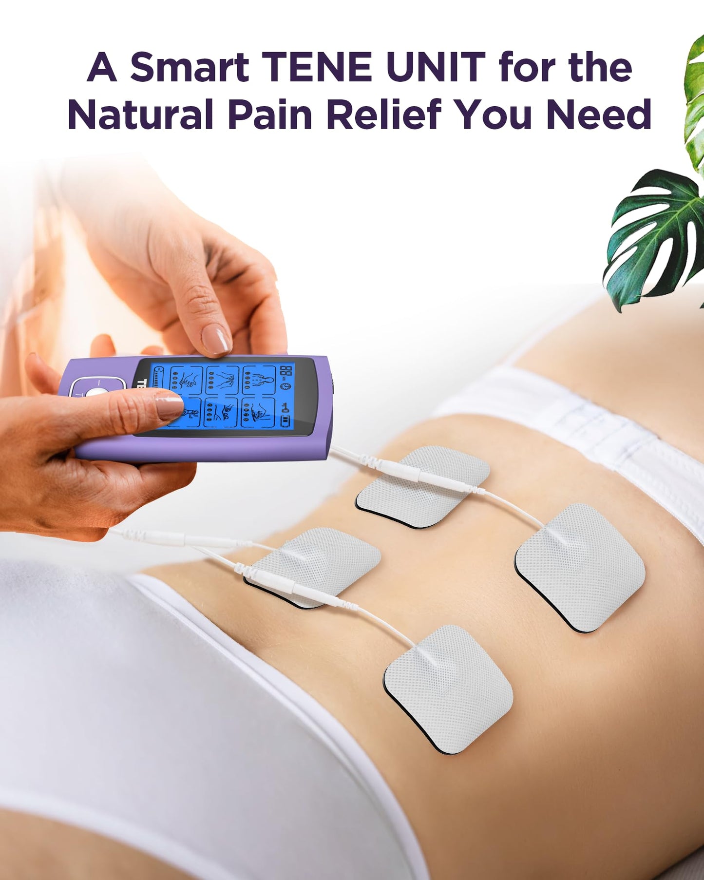 TENKER TENS Unit Muscle Stimulator, 24 Modes TENS EMS Machine for Shoulder, Sciatica, Back Pain Relief, Rechargeable Electronic Pulse Massager with 2"x2" and 2"x4" Electrode Pads