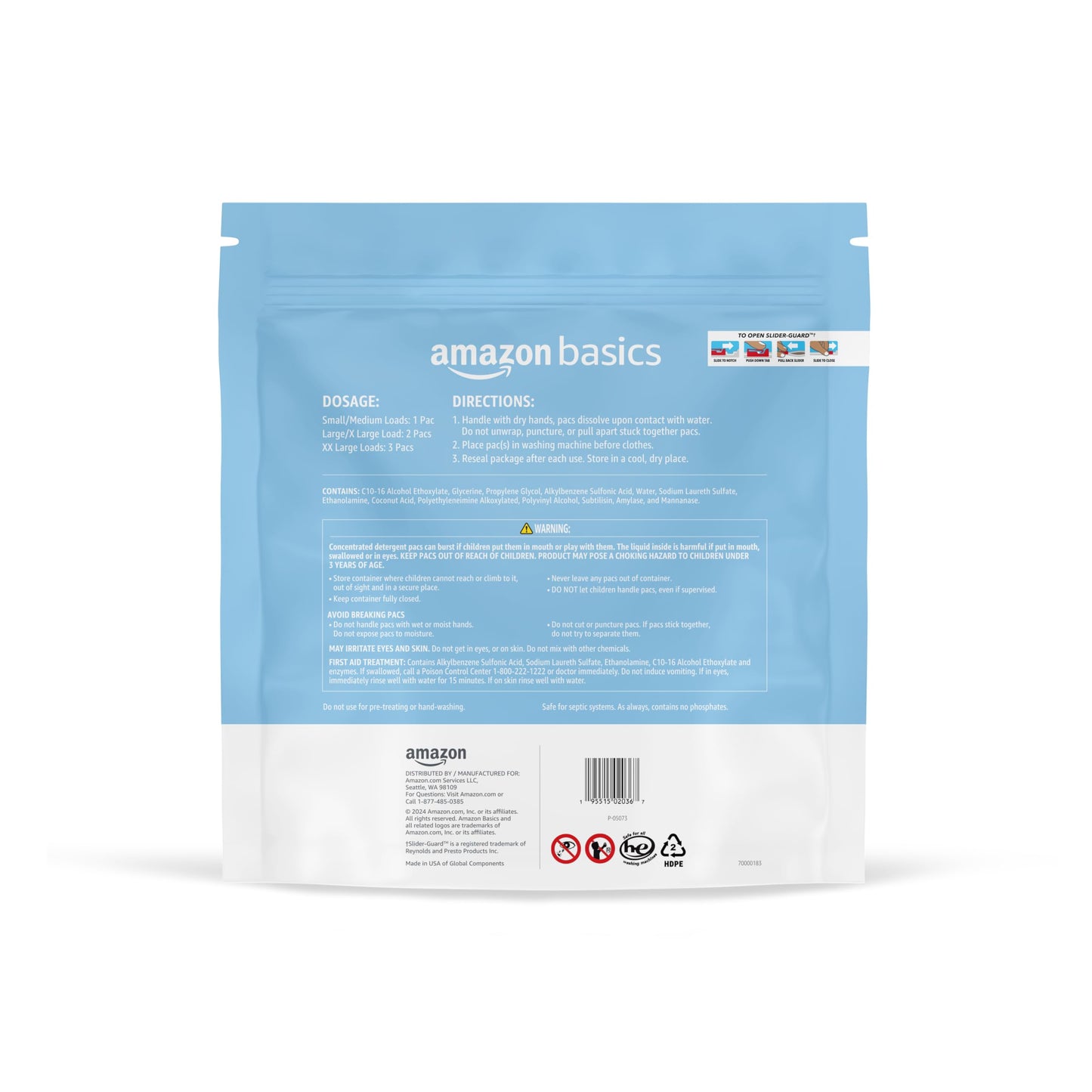 Amazon Basics Laundry Detergent Pacs, Free & Clear, Hypoallergenic, Fragrance Free, HE Compatible, Easy to Use, 120 Count (New Packaging)