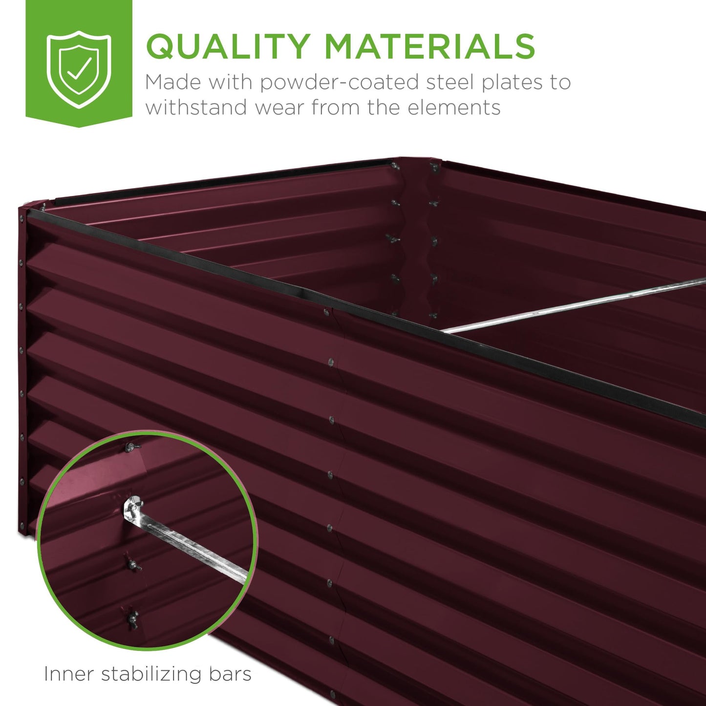 Best Choice Products 6x3x2ft Outdoor Metal Raised Garden Bed, Deep Root Box Planter for Vegetables, Flowers, Herbs, 269 Gallon Capacity, 100% Non Toxic Materials - Burgundy
