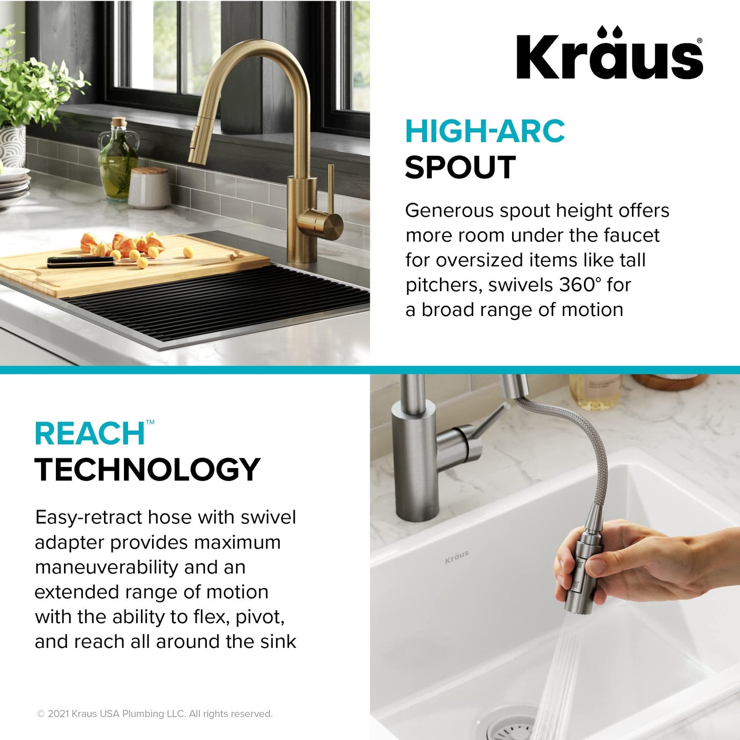 KRAUS Oletto Single Handle Pull Down Kitchen Faucet with QuickDock Top Mount Installation Assembly in Spot Free Antique Champagne Bronze, KPF-2620SFACB