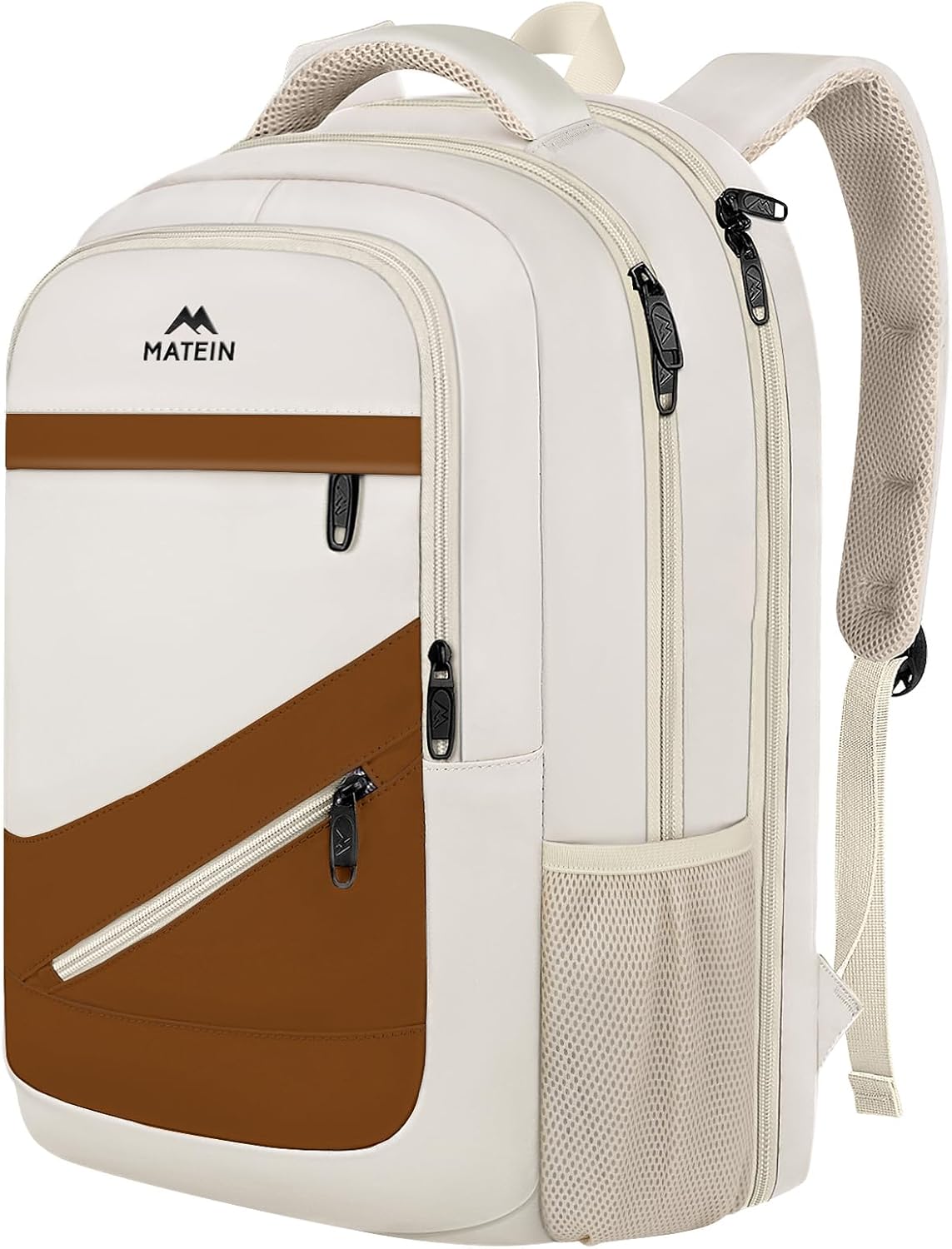 MATEIN Work Backpack for Women 17.3 In Laptop, Water Resistant Business Bag | Computer Backpack Fits 17" Notebook, TSA Approved Travel Back Pack with Multiple Pockets, Spacious Commute Bag, Beige Brown