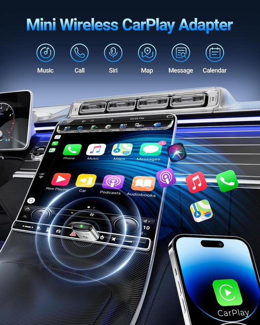 Wireless CarPlay Adapter for Apple iPhone（2026 Upgraded） Mini Design, Converts Factory Wired to Wireless Adapter for CarPlay, Plug and Play, Auto Connect Fast and Stable (Silver)