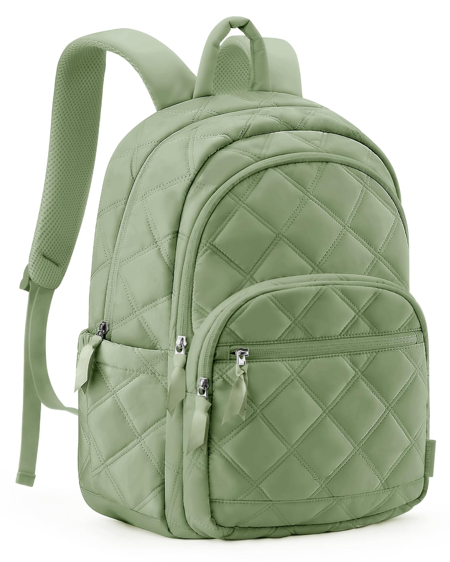 BAGSMART Travel Laptop Backpack, College Backpack for Women, Quilted Small Computer Bookbag, Water-Resistant 15.6 Inch Laptop Casual Bag, Dark Pink