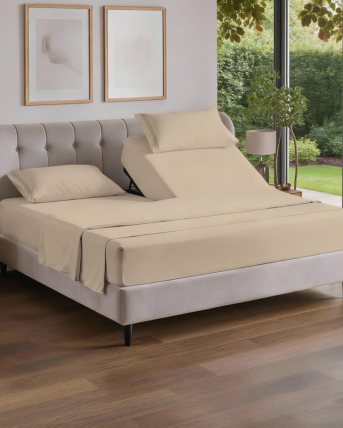 Full Size 4 Piece Sheet Set - Comfy Breathable & Cooling Sheets - Hotel Luxury Bed Sheets for Women & Men - Deep Pockets, Easy-Fit, Extra Soft and Wrinkle Free - Antique White Oeko-Tex Bed Sheet Set