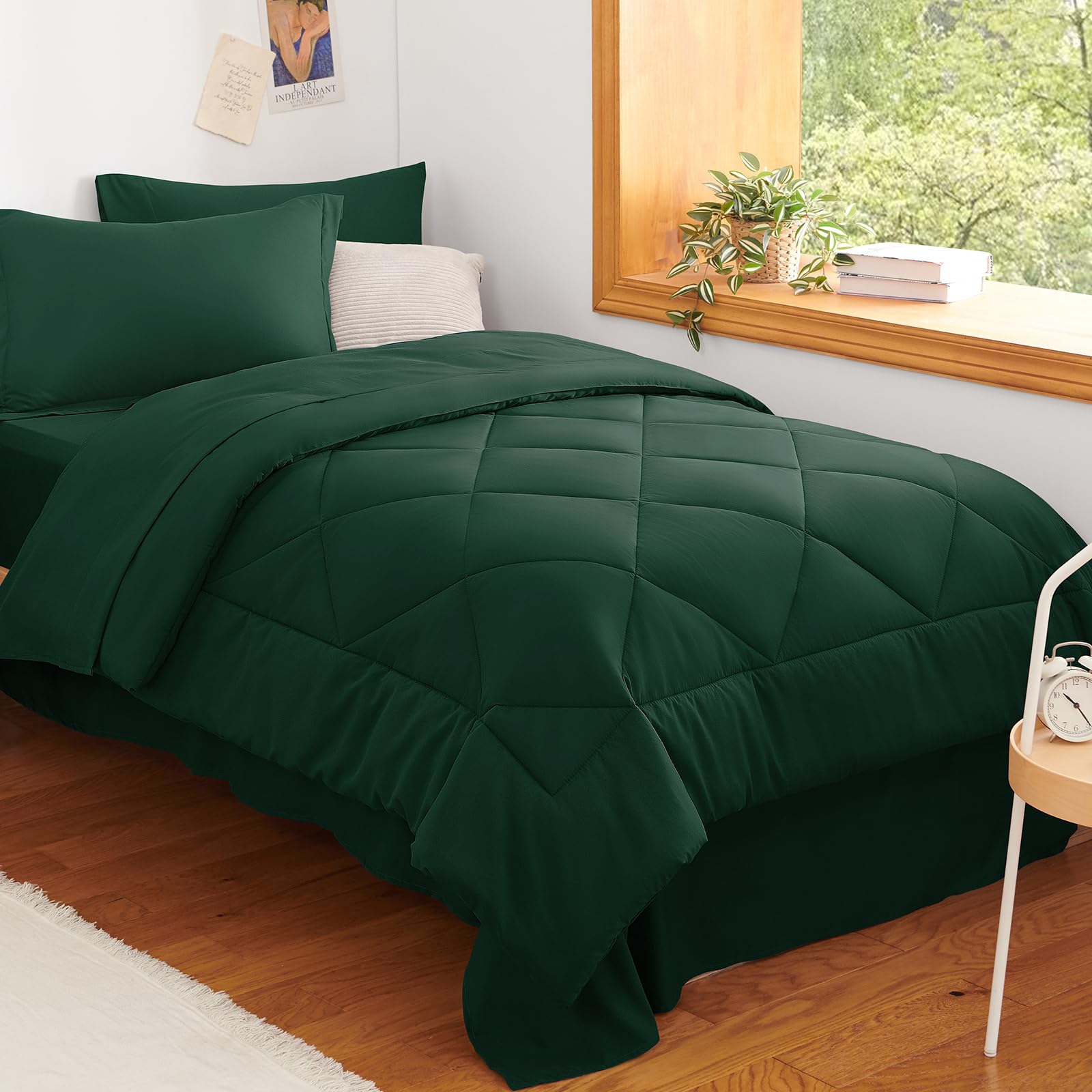 CozyLux Twin XL Comforter Set Dark Grey - 5 Pieces Twin Extra Long Bed in a Bag for College Dorm, All Season Bedding Set for Girls and Boys, Soft Bed Set with Comforter, Sheets, Pillowcase & Sham
