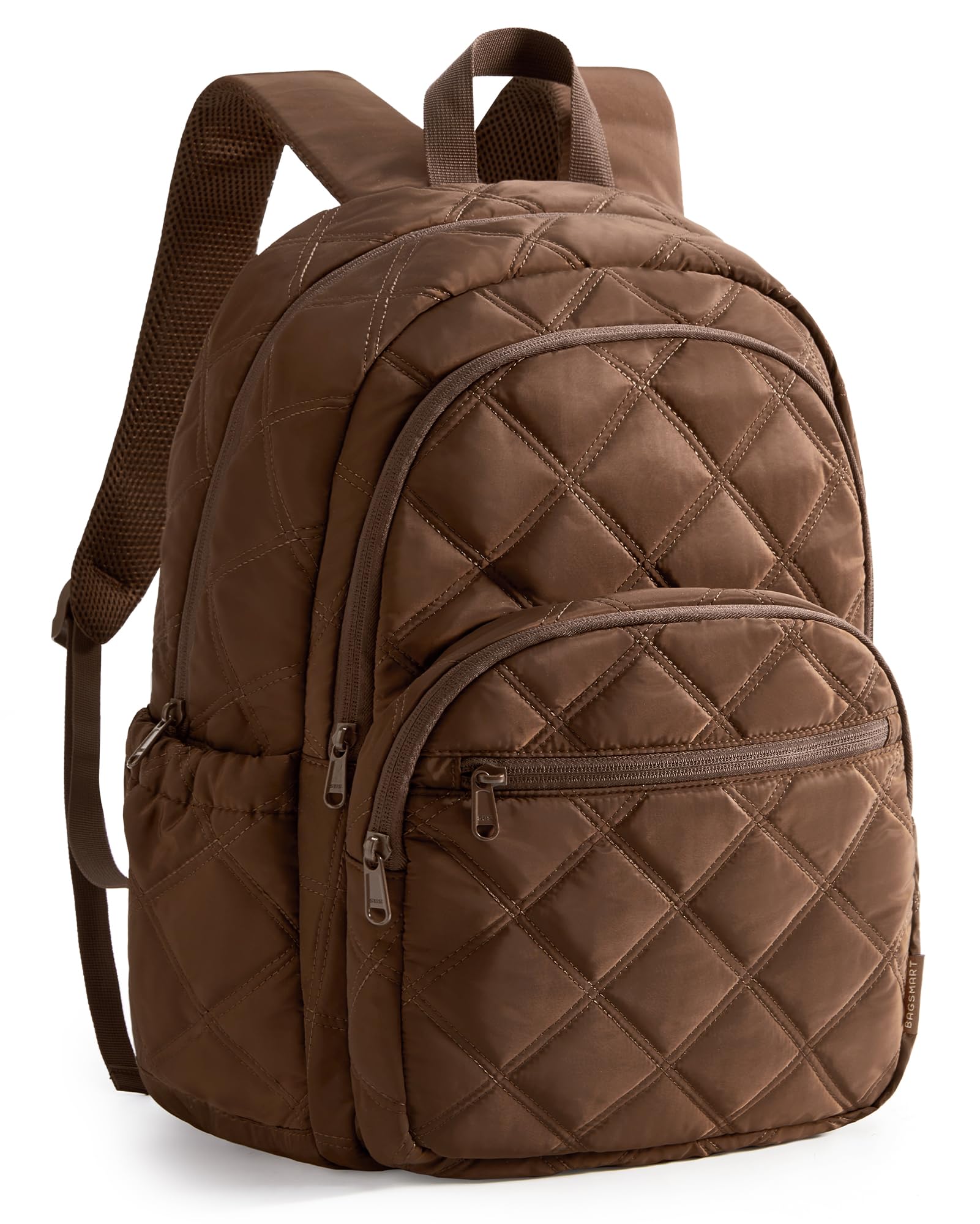 BAGSMART Travel Laptop Backpack, College Backpack for Women, Quilted Small Computer Bookbag, Water-Resistant 15.6 Inch Laptop Casual Bag, Dark Pink