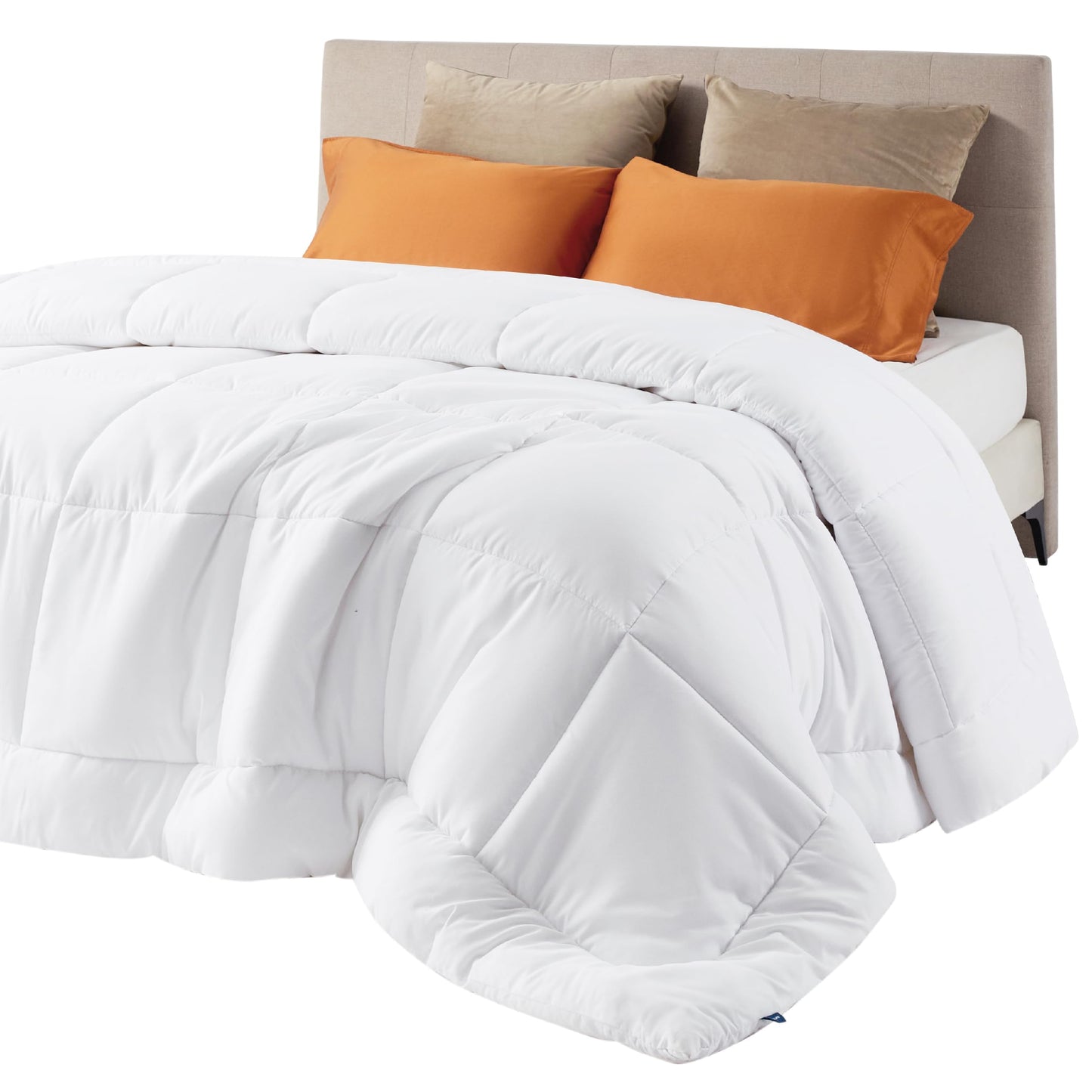 Bedsure Comforter Duvet Insert - Quilted Comforters Queen Size, All Season Duvet, GentleSoft Down Alternative Bedding Blanket, with 8 Tabs, Gifts for Women/Men, White, Queen 88 x 88 Inches