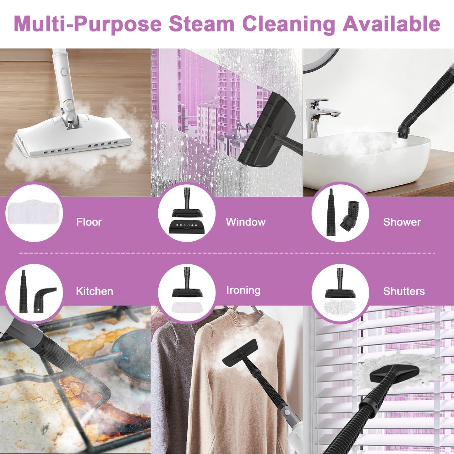🔥70% Off!🔥6-in-1 Steam Mop, 1200W Rotated Steam Cleaner for Home