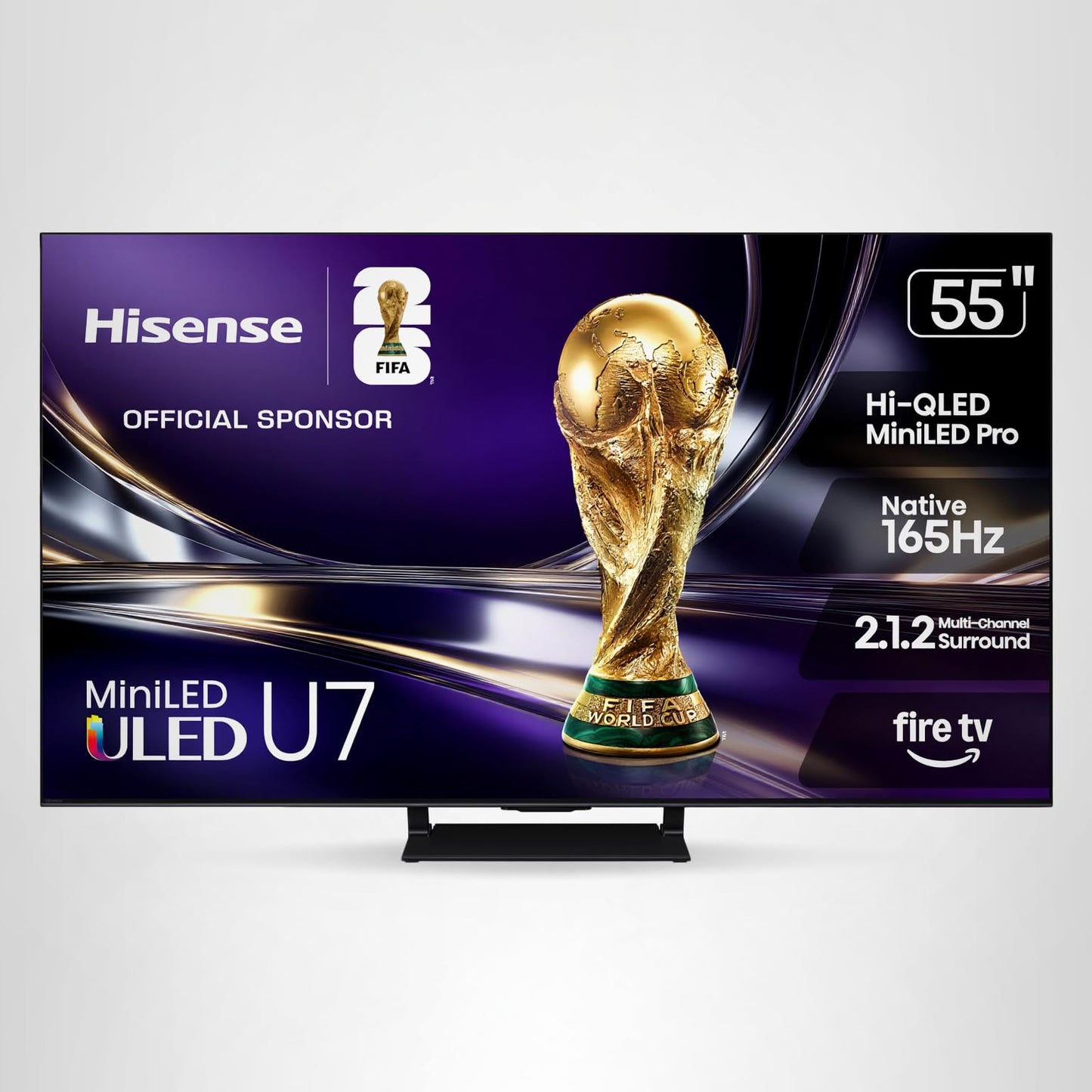 Hisense 75" U7 Mini-LED ULED 4K UHD Best Premium Gaming Smart Fire TV (75U7SF, 2026 New) - Hi-QLED, Native 165Hz, VRR 330, HDR10+, Dolby Vision IQ · Atmos, IMAX Enhanced, Anti-Reflection, 2.1.2 Ch
