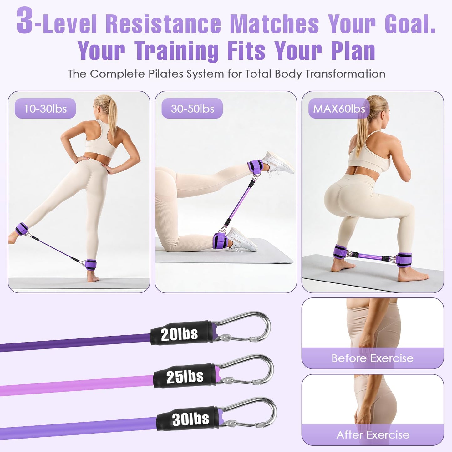 Pilates Kit, Pilates Equipment for Home Workouts, Home Pilates Essentials Kit for Women with Pilates Ring and Ball Set, Socks, Ankle Resistance Bands with Cuffs, Resistance Band and Massage Ball