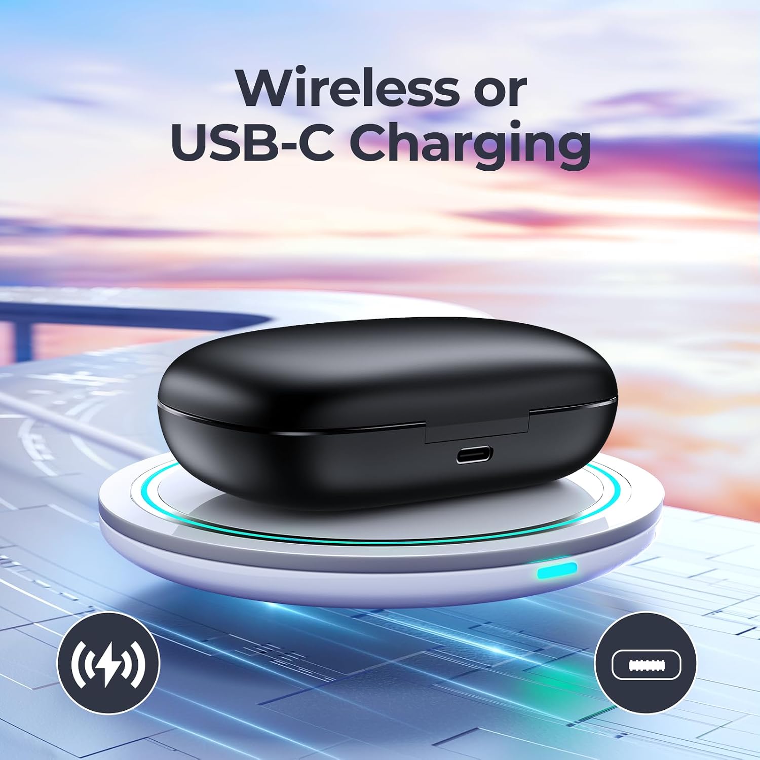 Active Noise Cancelling Wireless Earbuds Bluetooth Headphones 90 Hrs Playtime Ear Buds with Hi-Res Stereo Deep Bass Power Display Earphones with Earhooks Waterproof Transparency Headset Sports/Running