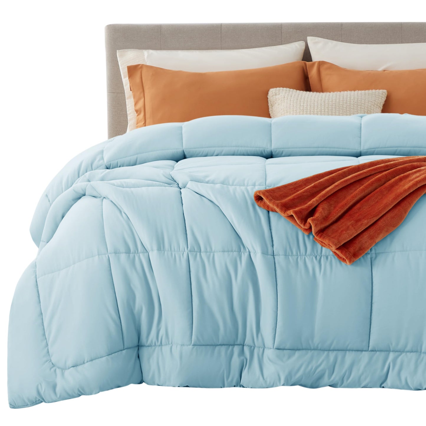 Bedsure Comforter Duvet Insert - Quilted Comforters Queen Size, All Season Duvet, GentleSoft Down Alternative Bedding Blanket, with 8 Tabs, Gifts for Women/Men, White, Queen 88 x 88 Inches