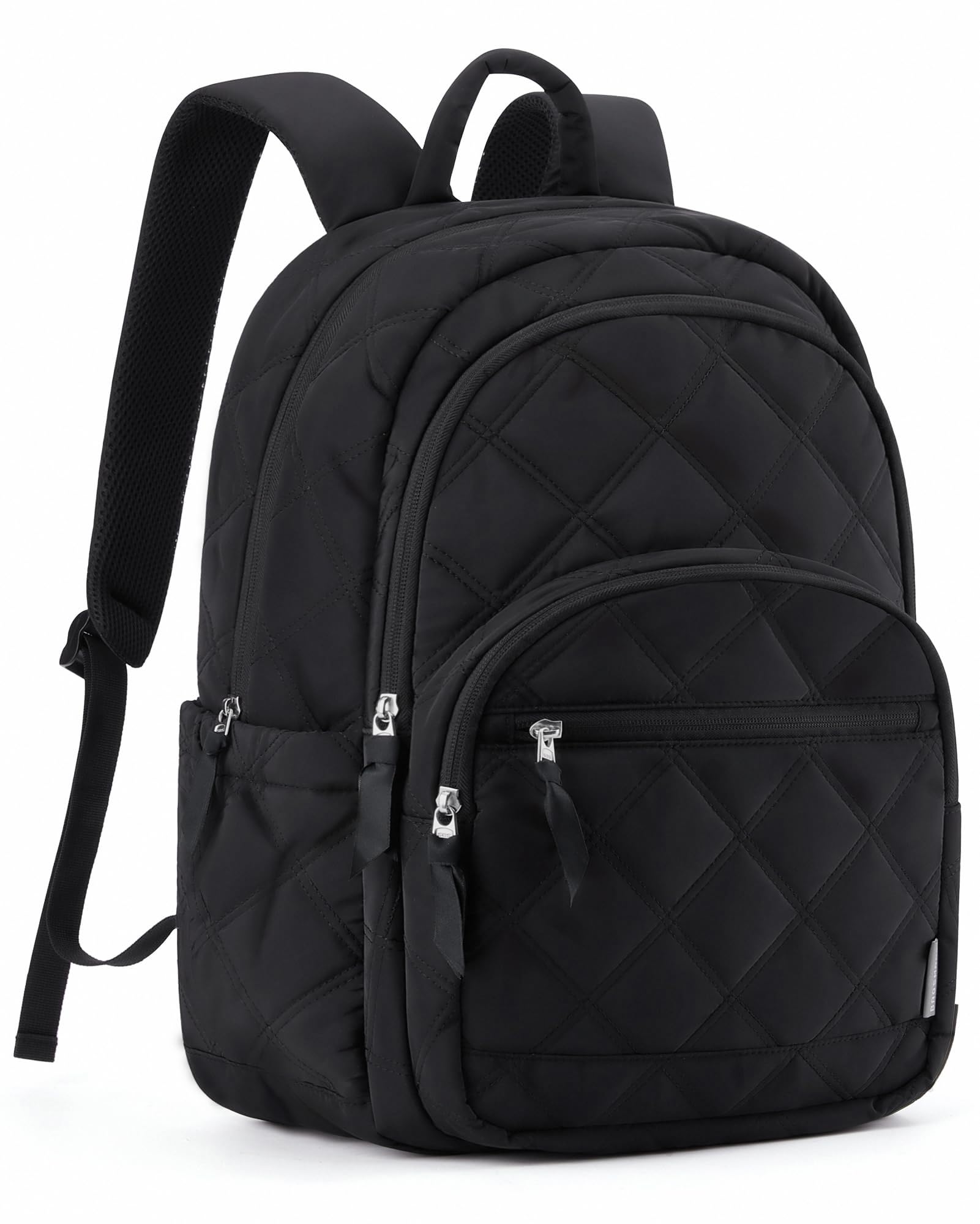 BAGSMART Travel Laptop Backpack, College Backpack for Women, Quilted Small Computer Bookbag, Water-Resistant 15.6 Inch Laptop Casual Bag, Dark Pink