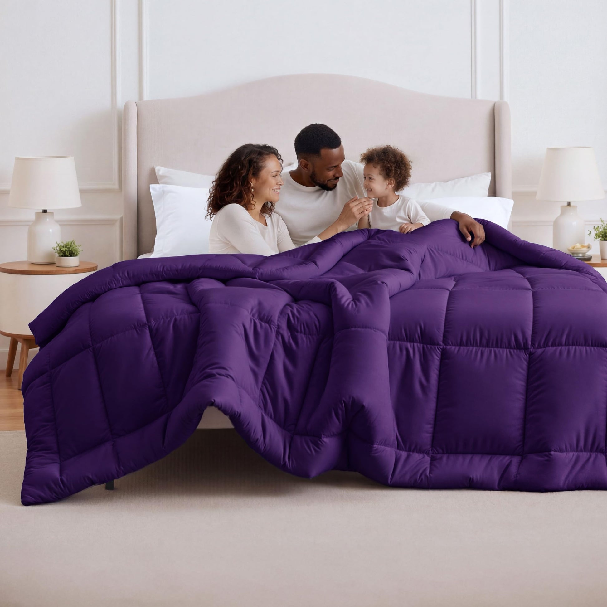 Bedsure Comforter Duvet Insert - Quilted Comforters Queen Size, All Season Duvet, GentleSoft Down Alternative Bedding Blanket, with 8 Tabs, Gifts for Women/Men, White, Queen 88 x 88 Inches