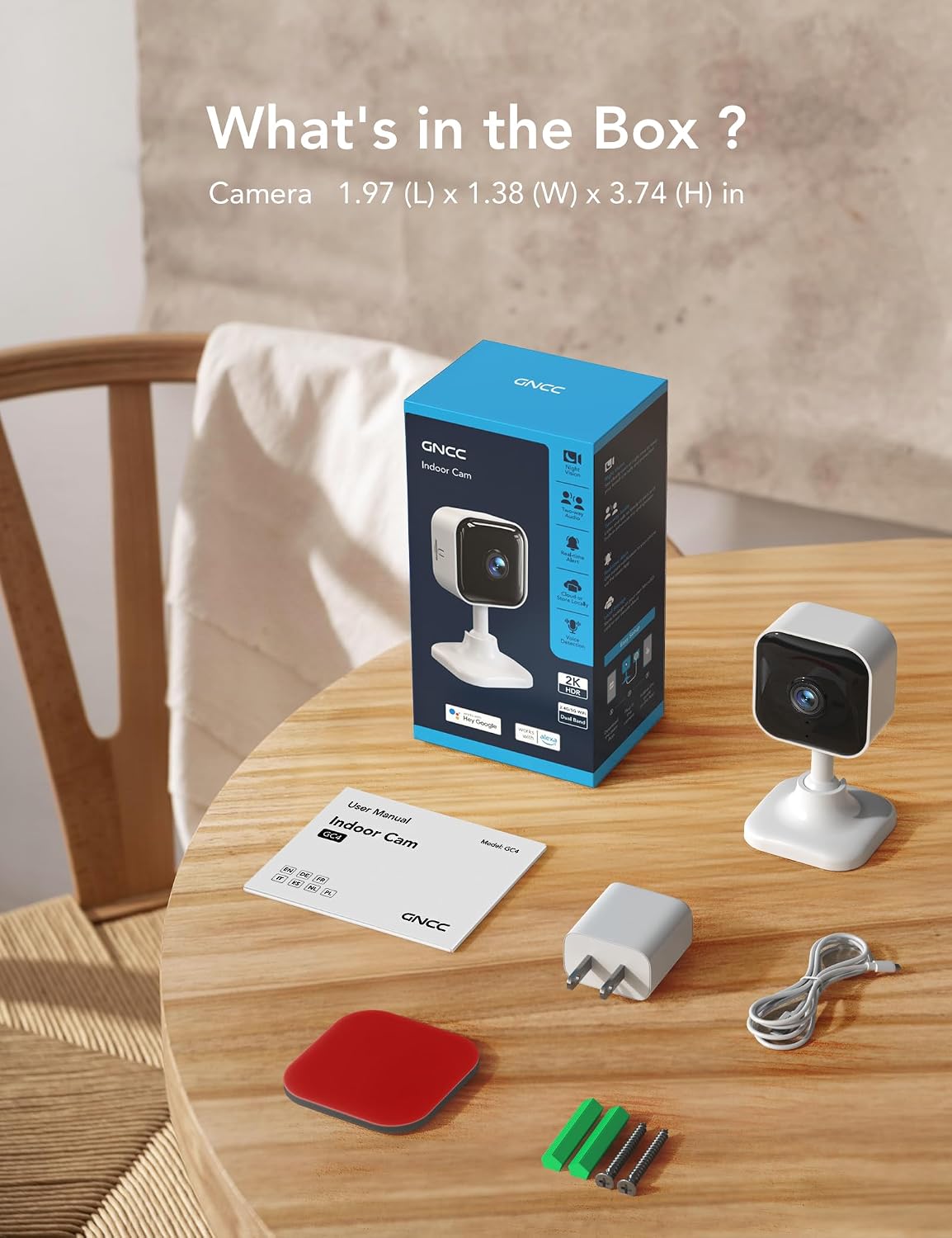 GNCC 2K Cameras for Home Security Indoor Cameras Wireless 2.4G/5G with App | Pet Cam, Dog Camera, Motion Detection, 2 Way Audio, Works with Alexa, Cloud Storage Optional, Fixed View, Plug-in, 4 Pack