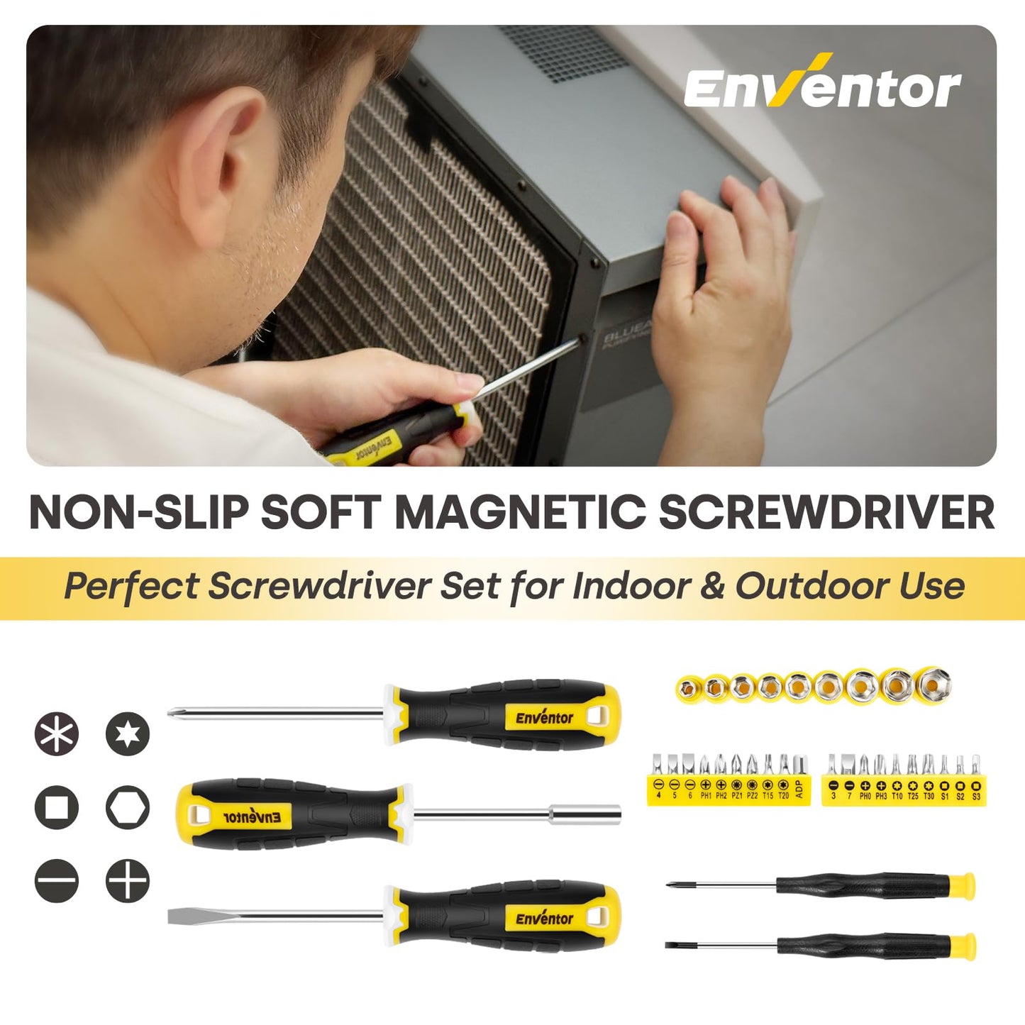 ENVENTOR Home Tool Kit, Basic Household Auto Repair Tool Set with Toolbox Storage Case, General Household Tool Kit for Men Women Home Maintenance, DIY Projects, 90 PCS General Hand Tools Kit