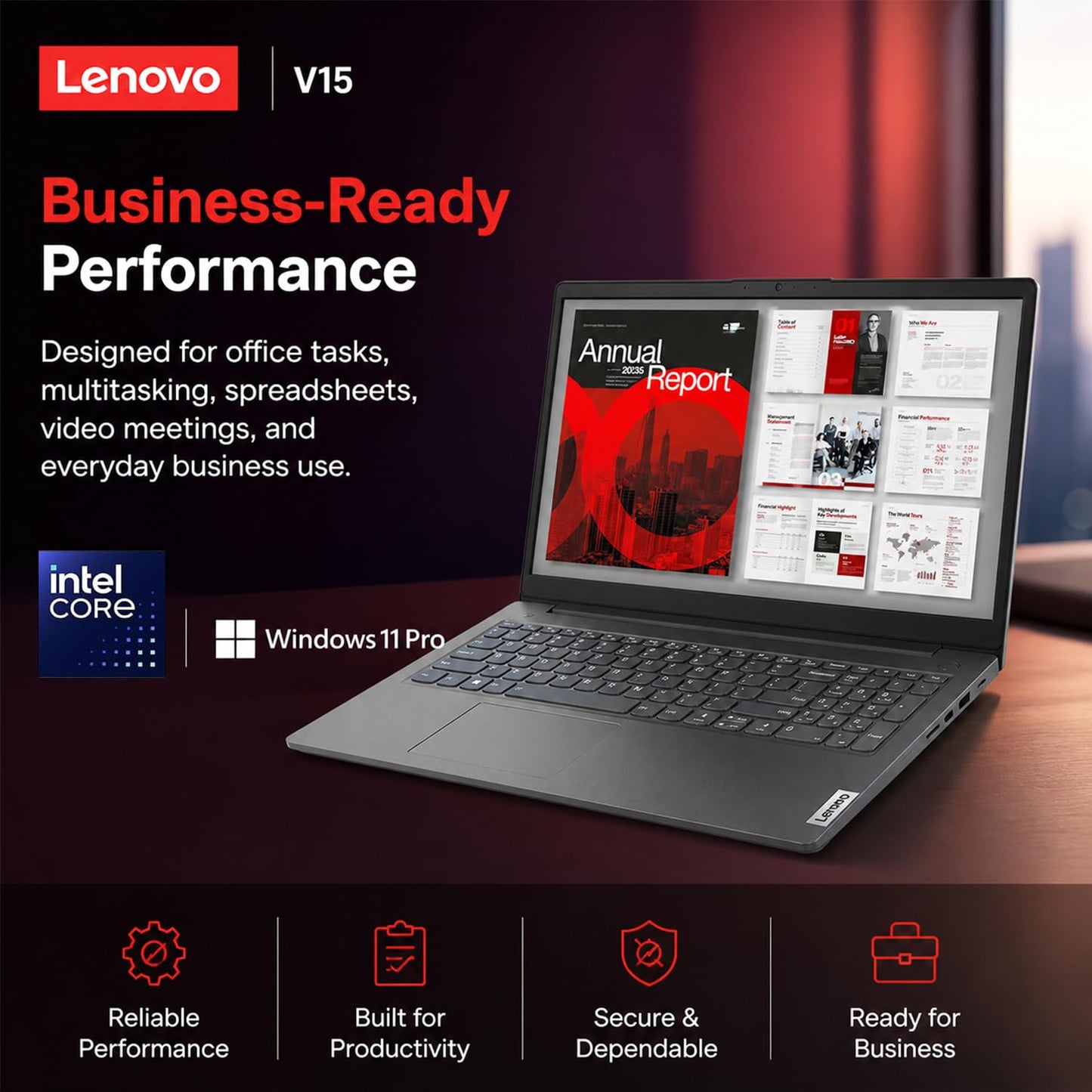 Lenovo New Business Laptop(2026-2027 Premium Edition), Powerful Intel N150 Processor, 16GB DDR5, 512GB PCIe, 15.6" FHD Display, 14.5-Hour Battery Life, Wi-Fi 6, Windows 11 Pro with MS 365 for Web