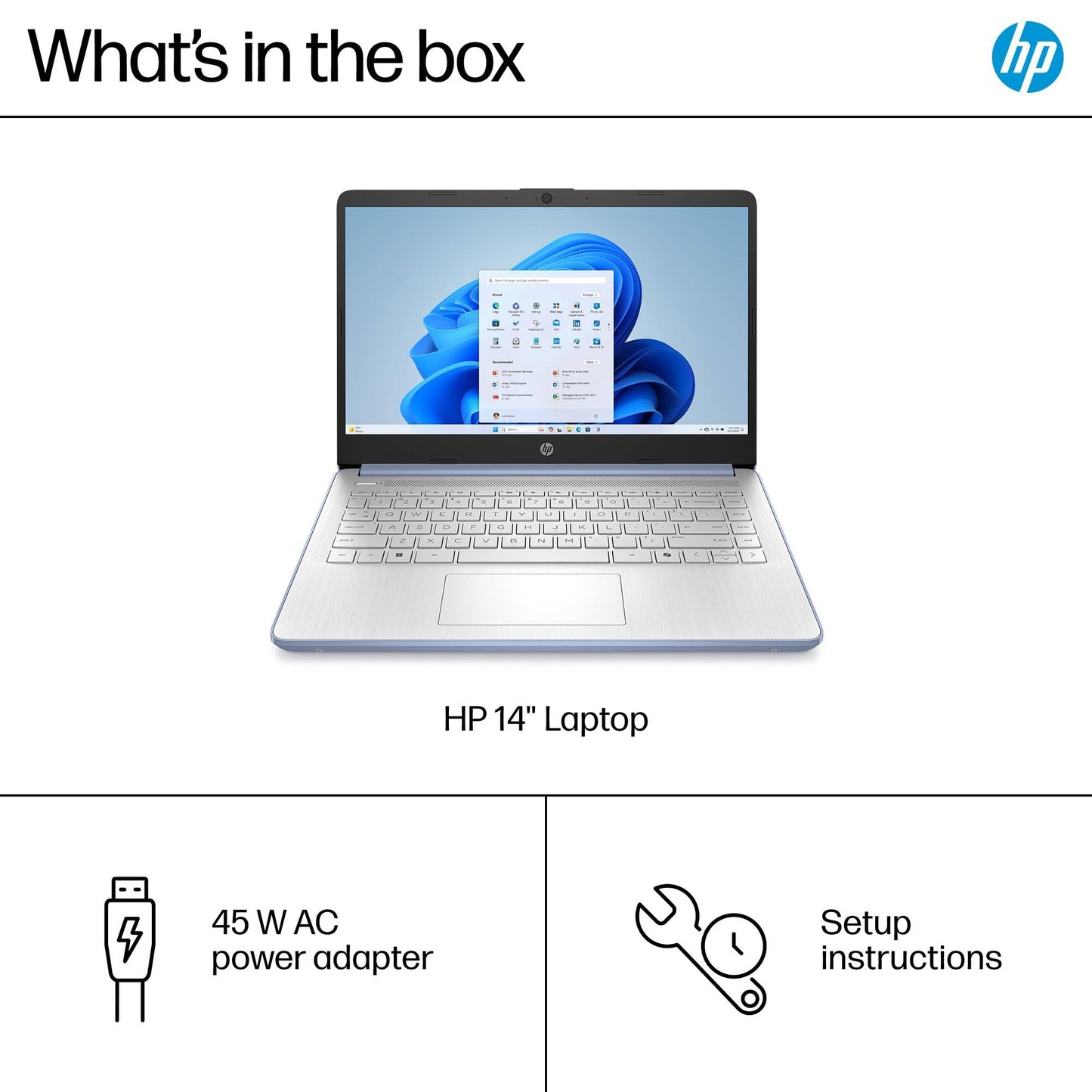 HP Essential Laptop Computer for Student Daily Study, Microsoft Office 365, Intel N150, 4GB RAM, 128GB Storage, Long Battery Life & Fast Charging, Windows 11 Home, Type-C Hub, Sky Blue