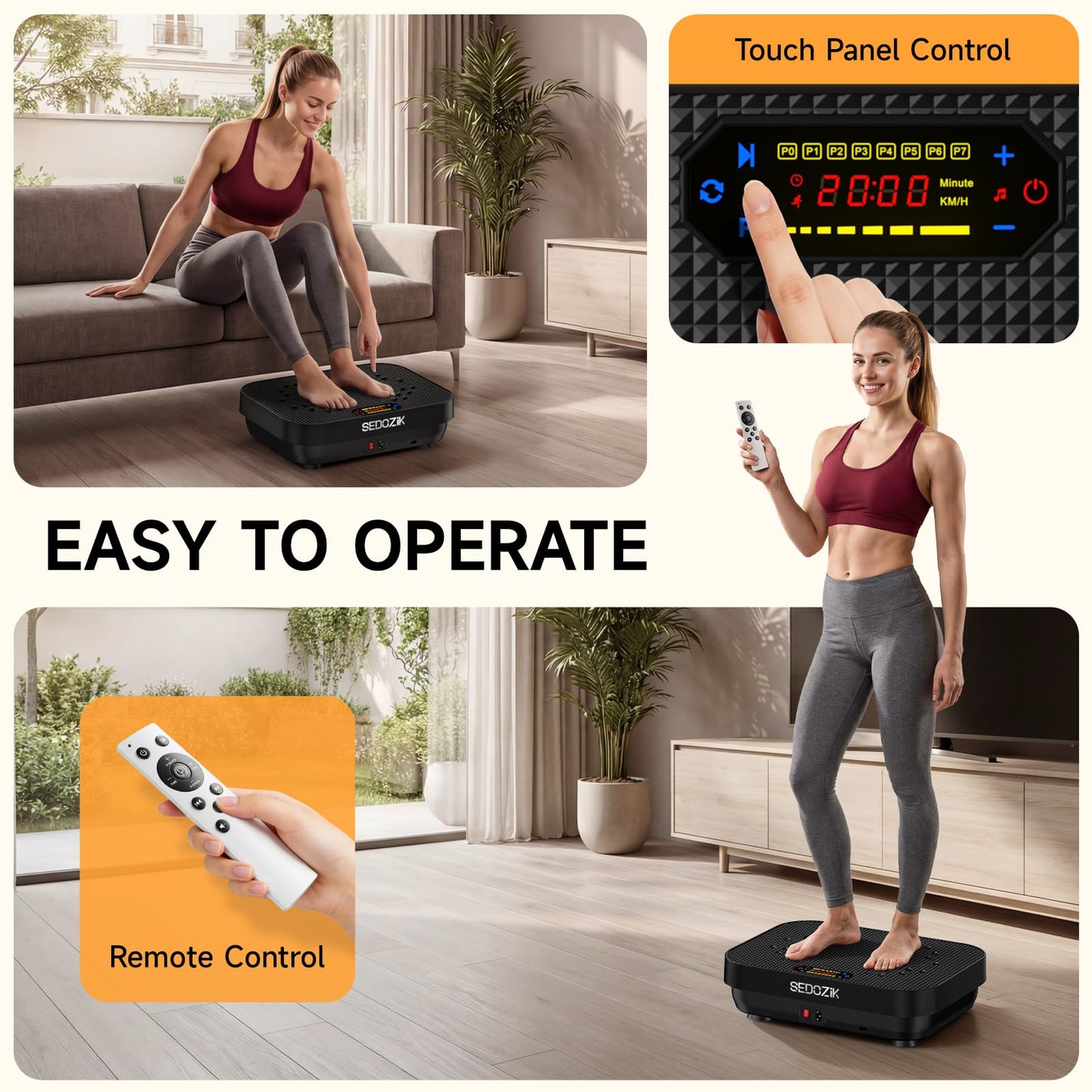 SEDOZIK Vibration Plate Exercise Machine, Vibration Plate for Lymphatic Drainage Weight Loss, 450 Lbs Capacity Full Body Vibrating Platform Workout Equipment with Bluetooth for Home Women Men