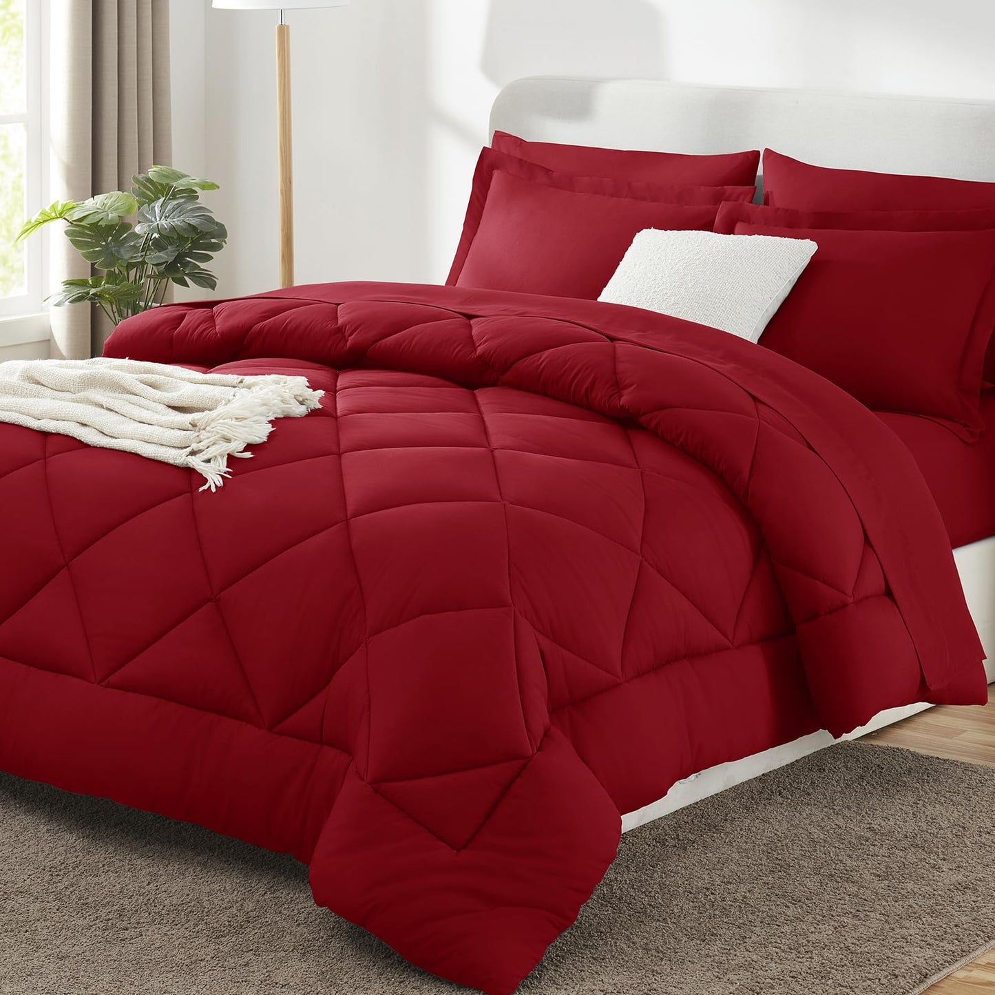 CozyLux Twin XL Comforter Set Dark Grey - 5 Pieces Twin Extra Long Bed in a Bag for College Dorm, All Season Bedding Set for Girls and Boys, Soft Bed Set with Comforter, Sheets, Pillowcase & Sham