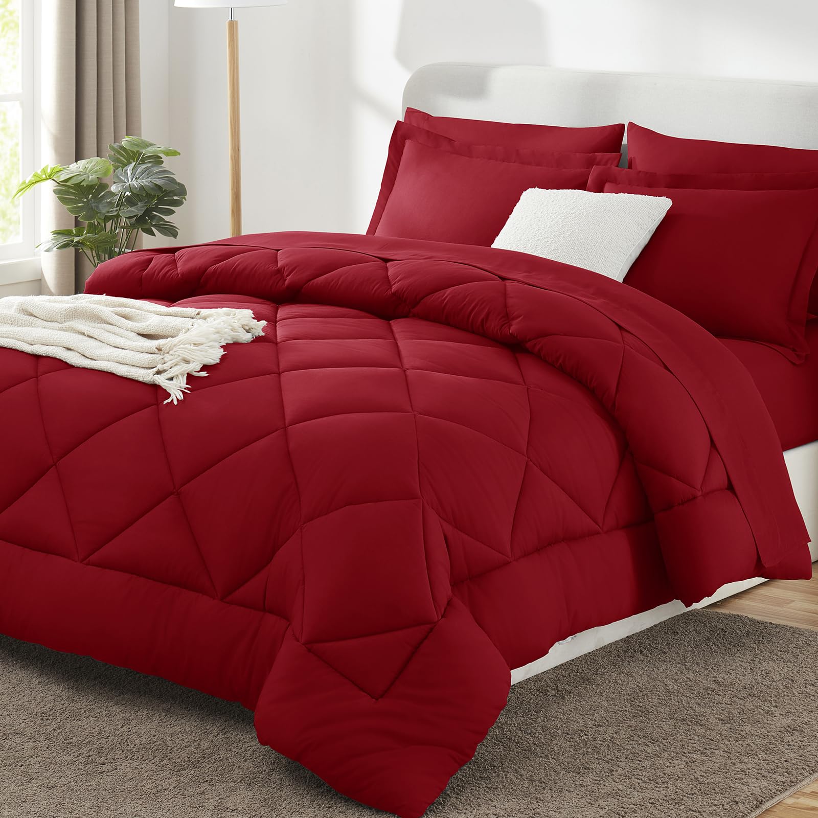 CozyLux Twin XL Comforter Set Dark Grey - 5 Pieces Twin Extra Long Bed in a Bag for College Dorm, All Season Bedding Set for Girls and Boys, Soft Bed Set with Comforter, Sheets, Pillowcase & Sham