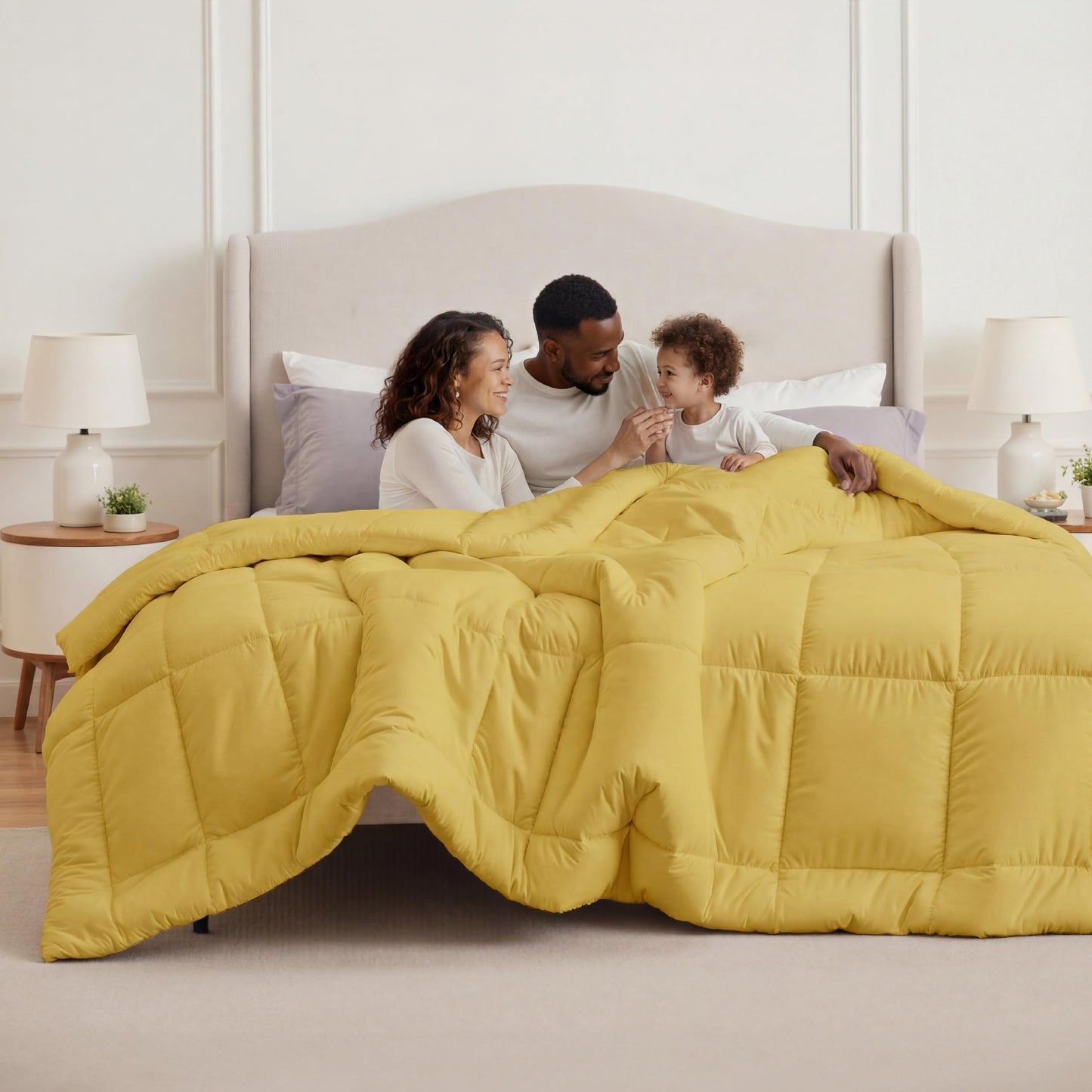Bedsure Comforter Duvet Insert - Quilted Comforters Queen Size, All Season Duvet, GentleSoft Down Alternative Bedding Blanket, with 8 Tabs, Gifts for Women/Men, White, Queen 88 x 88 Inches