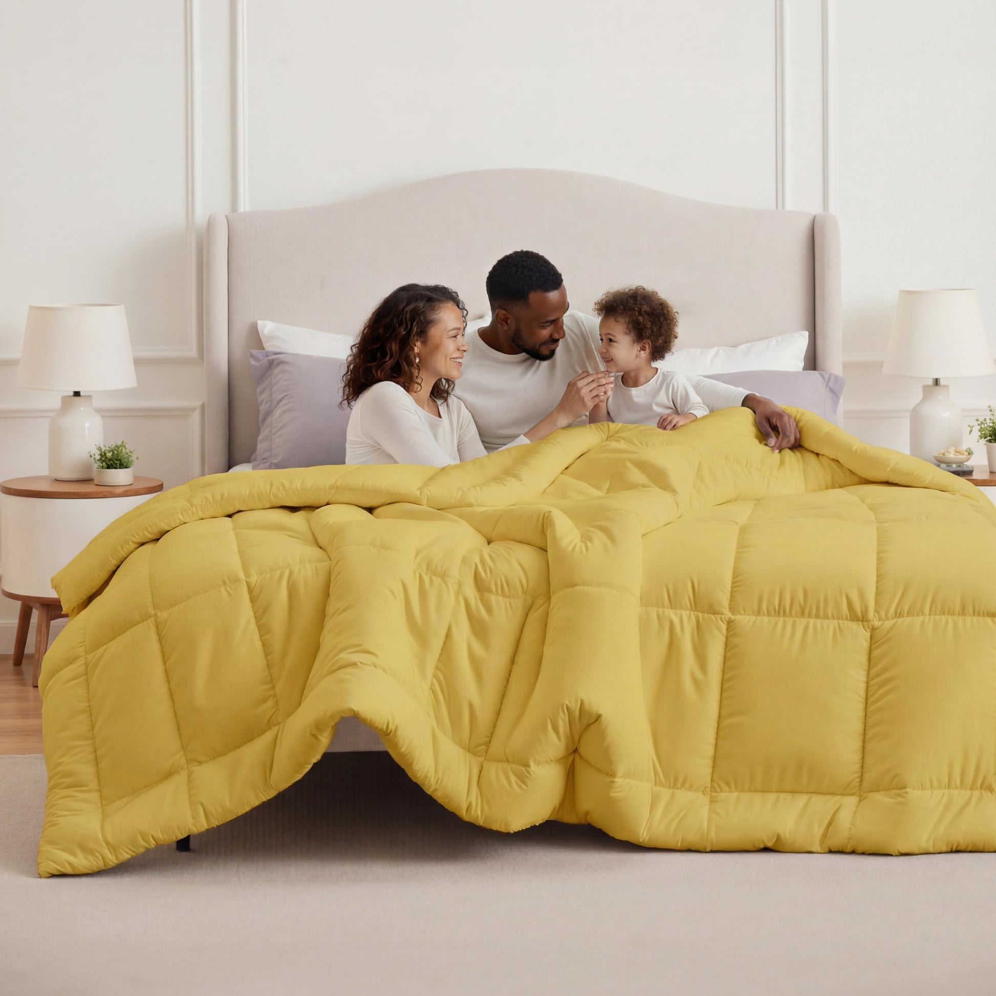 Bedsure Comforter Duvet Insert - Quilted Comforters Queen Size, All Season Duvet, GentleSoft Down Alternative Bedding Blanket, with 8 Tabs, Gifts for Women/Men, White, Queen 88 x 88 Inches