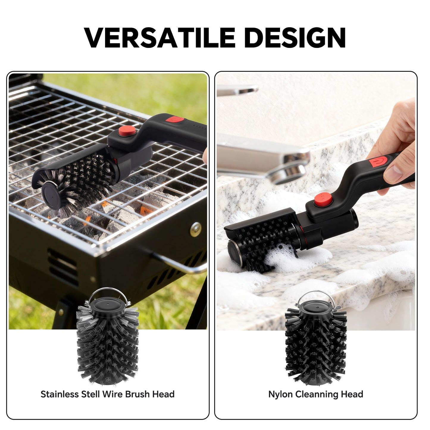 XUDAKAIXIN Electric Grill Brush – No Bristle Shedding, High Torque with 3-Speed Modes, 2026 Upgraded Rechargeable & Adjustable-Angle Grill Cleaner, Gifts for Men/Dad