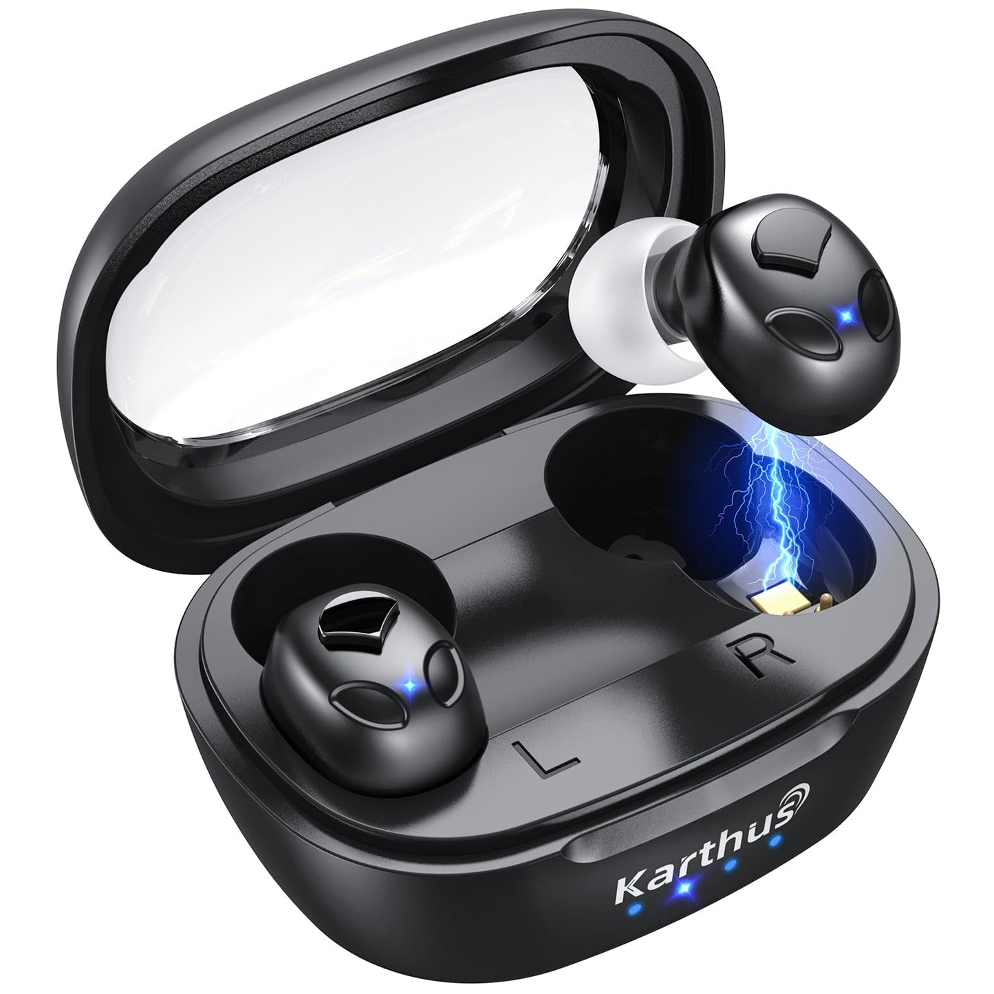 Karthus OTC Hearing Aids for Seniors & Adults, Rechargeable Hearing Aids with Noise Cancelling & Clear Sound, 16-Channel Digital DSP & 2 Environment Modes, 80+ Hour Battery Life, Comfort-Fit, Black