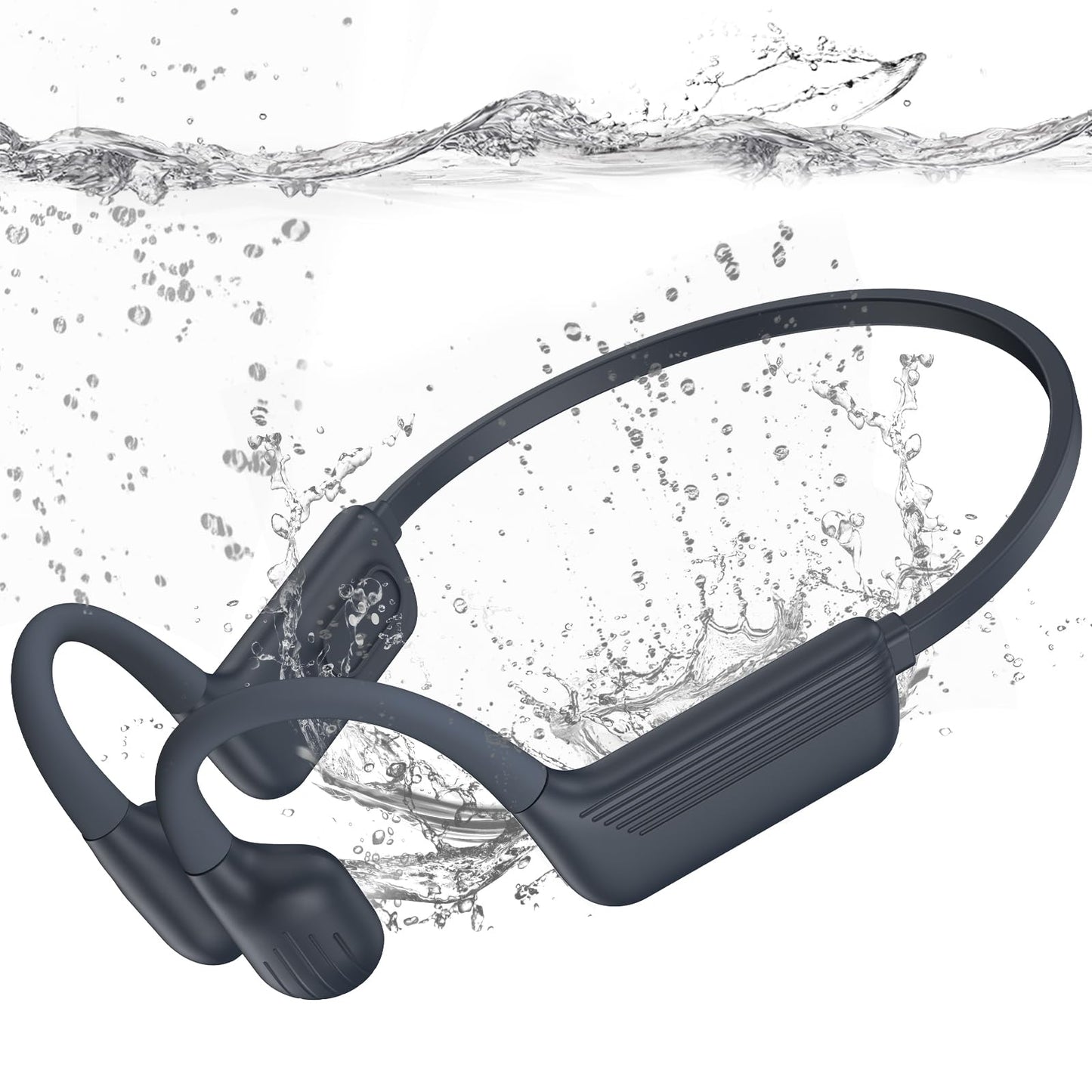 MARLALL Swimming Headphones-Bone Conduction Headphones, IP68 Waterproof Open Earphones, LiteSurge Bluetooth 5.4 Underwater Sport Earbuds with 32 GB MP3 Memory for Swimming, Marathon-Dark Gray