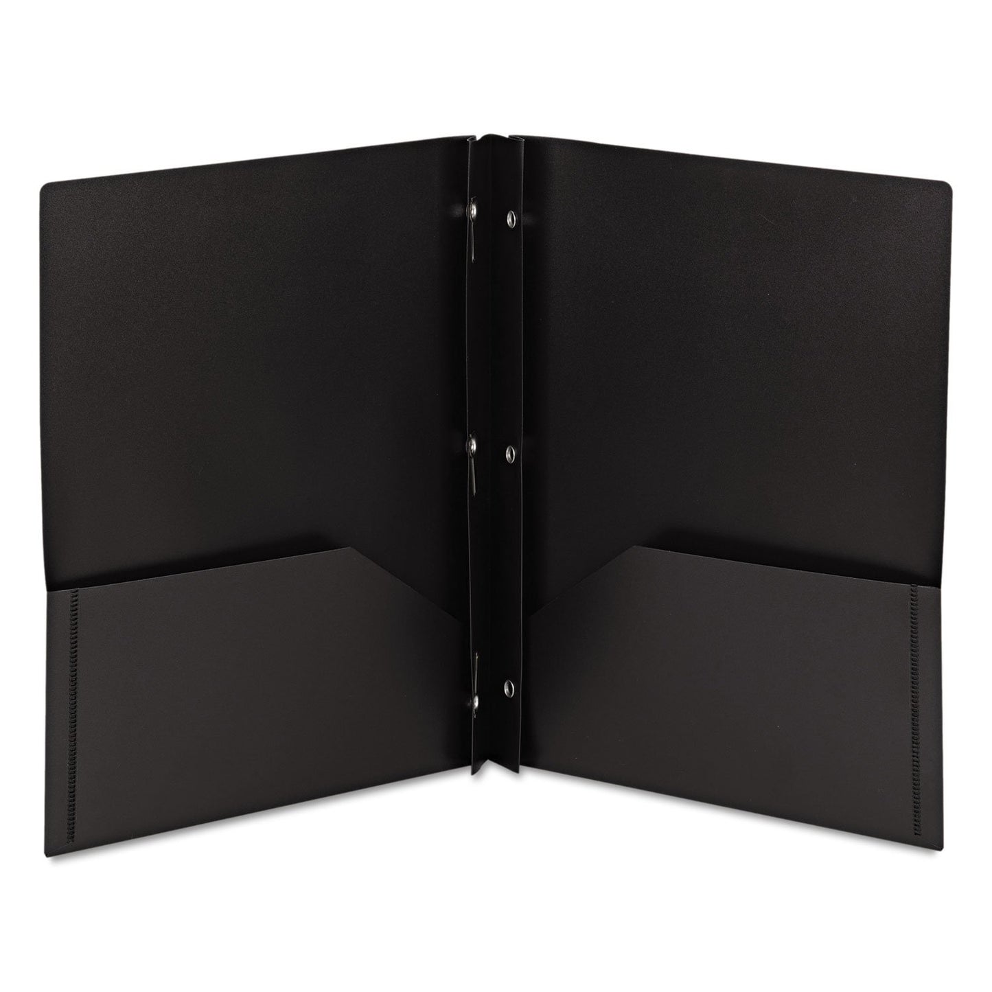 Smead Poly Two-Pocket Folder, Tang-Style Fastener, Letter Size, Black, 25 per Box (87725)