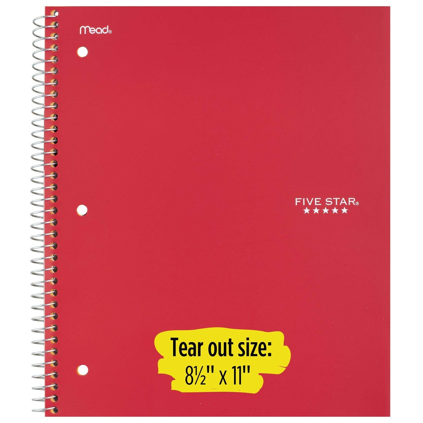 Five Star Spiral Notebooks, 5 Subject, College Ruled Paper, 200 Sheets, 11" x 8-1/2", Teal, Yellow, 2 Pack (73509)