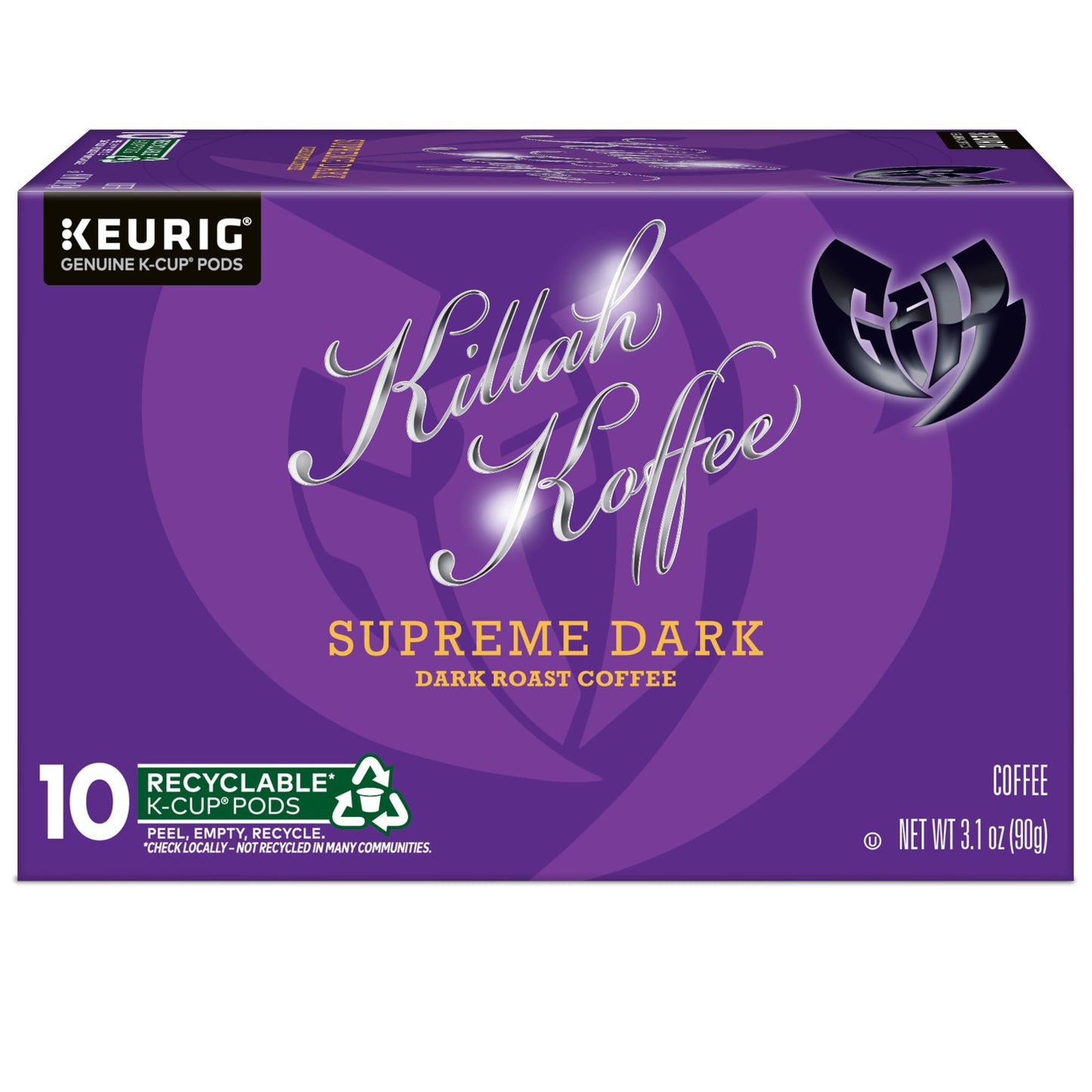 Killah Koffee Supreme Dark Roast, Keurig Single-Serve K-Cup Pods, Dark Roast Coffee, 10 Count