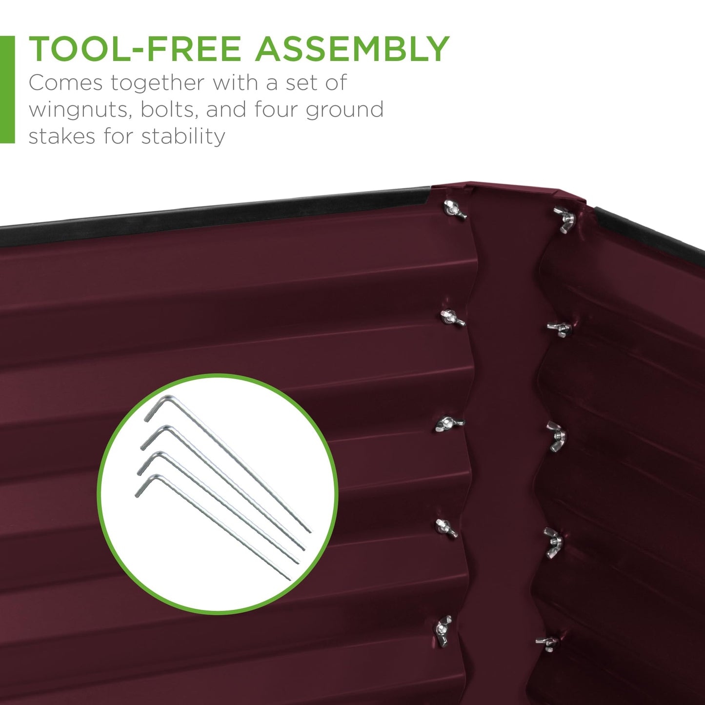 Best Choice Products 6x3x2ft Outdoor Metal Raised Garden Bed, Deep Root Box Planter for Vegetables, Flowers, Herbs, 269 Gallon Capacity, 100% Non Toxic Materials - Burgundy