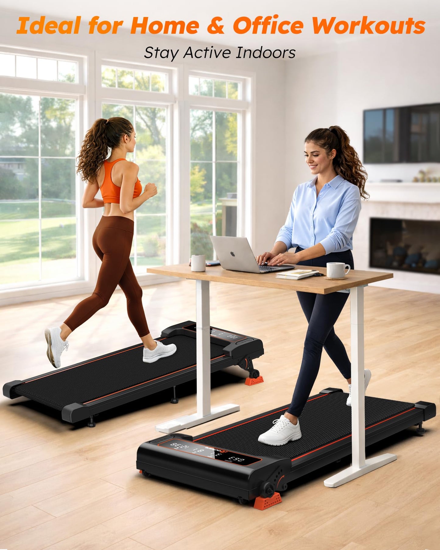 Walking Pad Treadmill with Incline 9% & Decline -4% Under Desk for Home and Office, Quiet BLDC EvoDrive, Full Metrics Large Display, NeoFloat Quad Cushioning, Portable Compact for Small Spaces Red